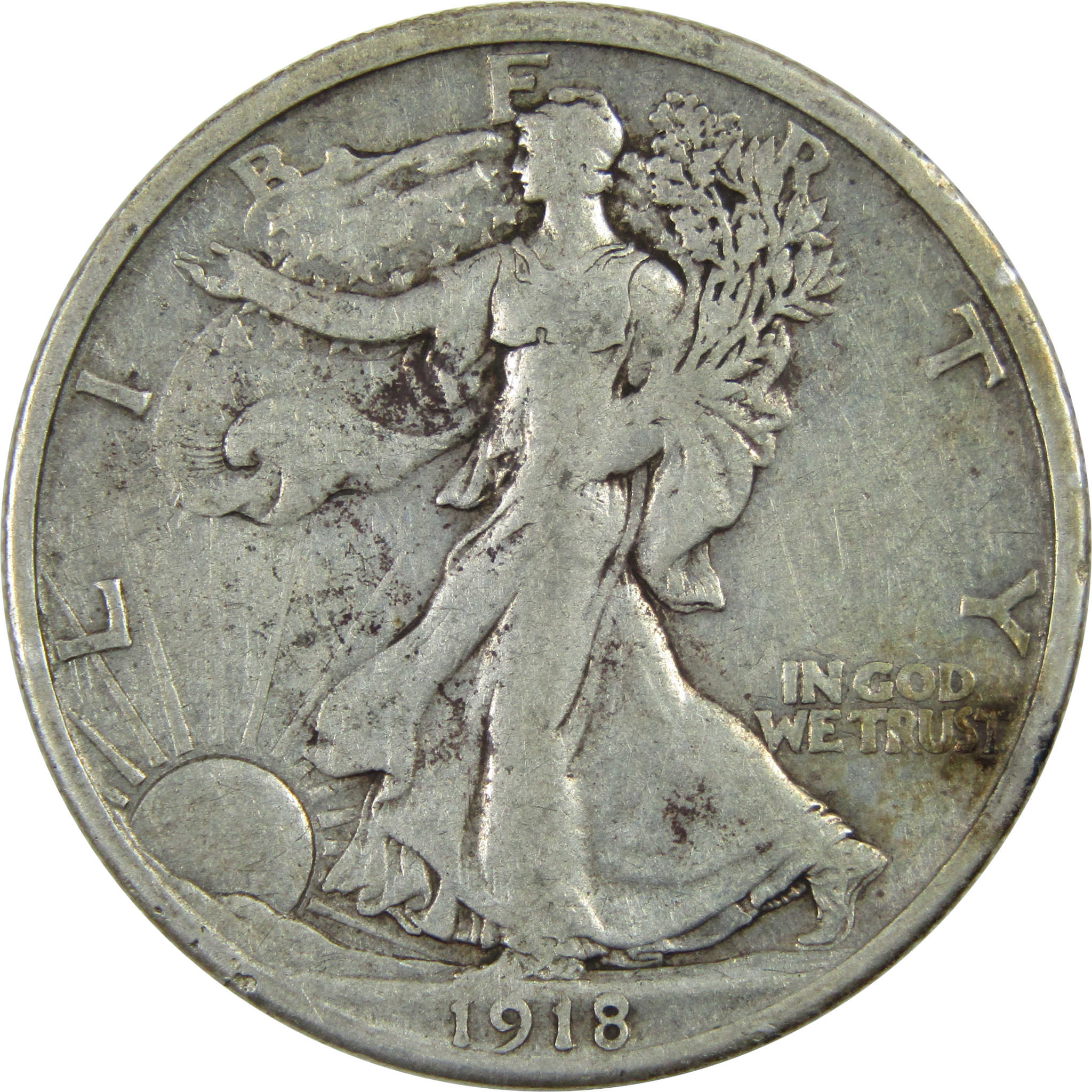 1918 S Liberty Walking Half Dollar VF Very Fine Silver SKU:I13052