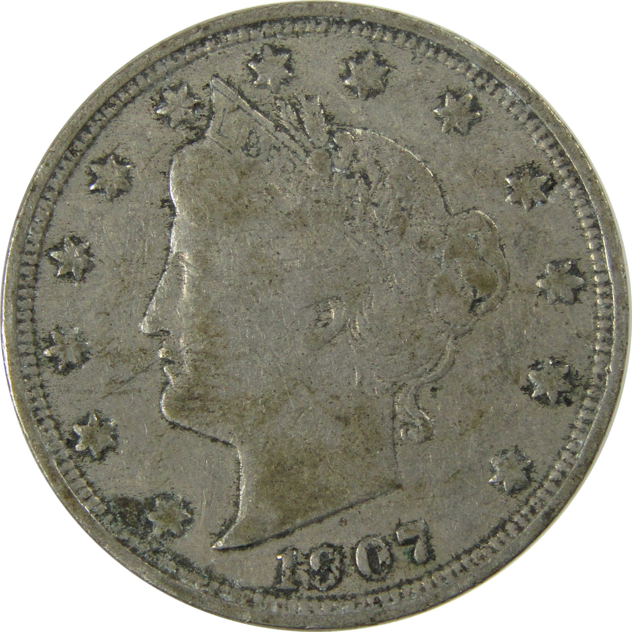 1907 Liberty Head V Nickel F Fine 5c Coin Collectible SKU:I26922