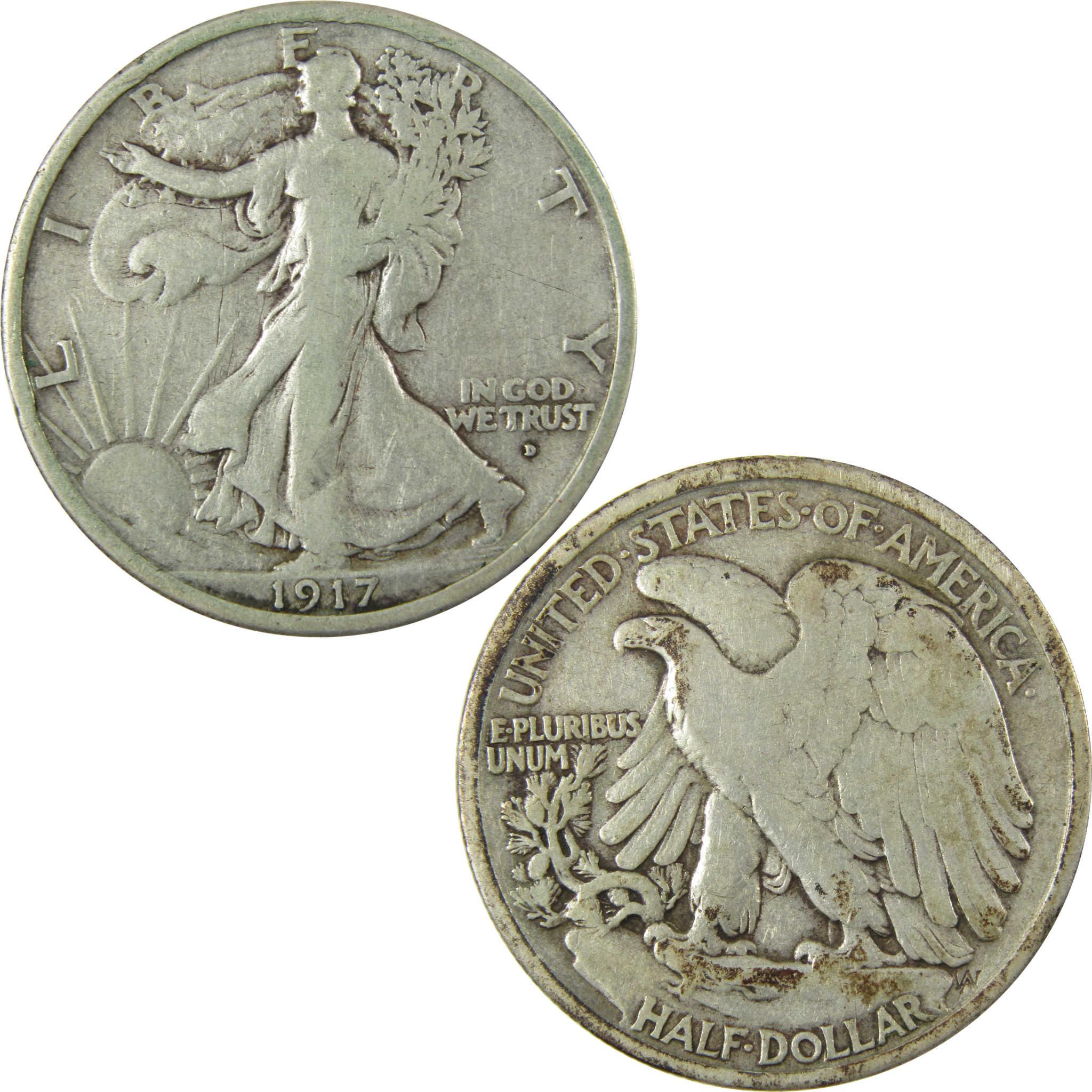 1917 D Obverse Liberty Walking Silver 50c VG Very Good SKU:CP1468