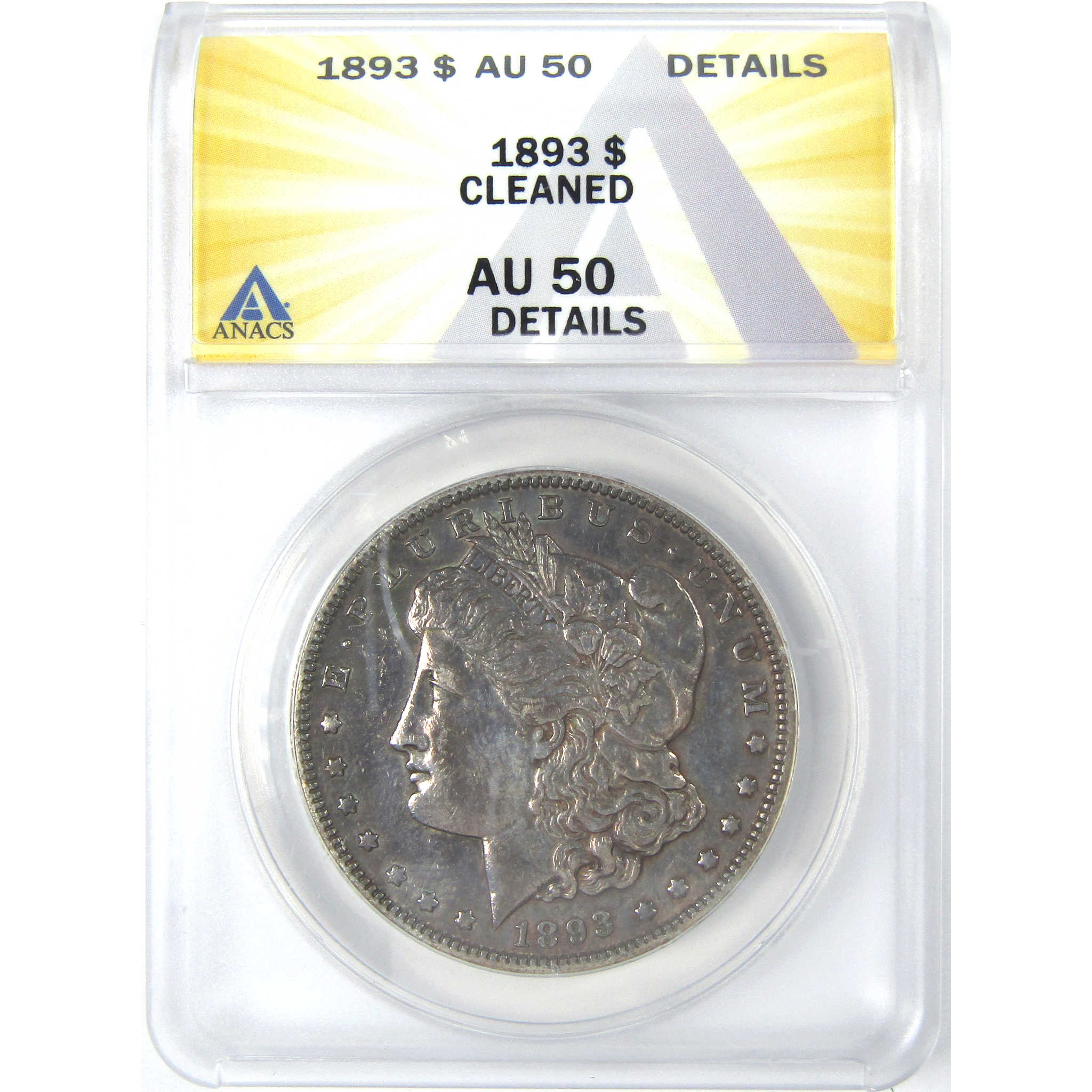 1893 Morgan Dollar AU 50 Details ANACS Silver $1 Coin SKU:I16208 - Morgan coin - Morgan silver dollar - Morgan silver dollar for sale - Profile Coins &amp; Collectibles