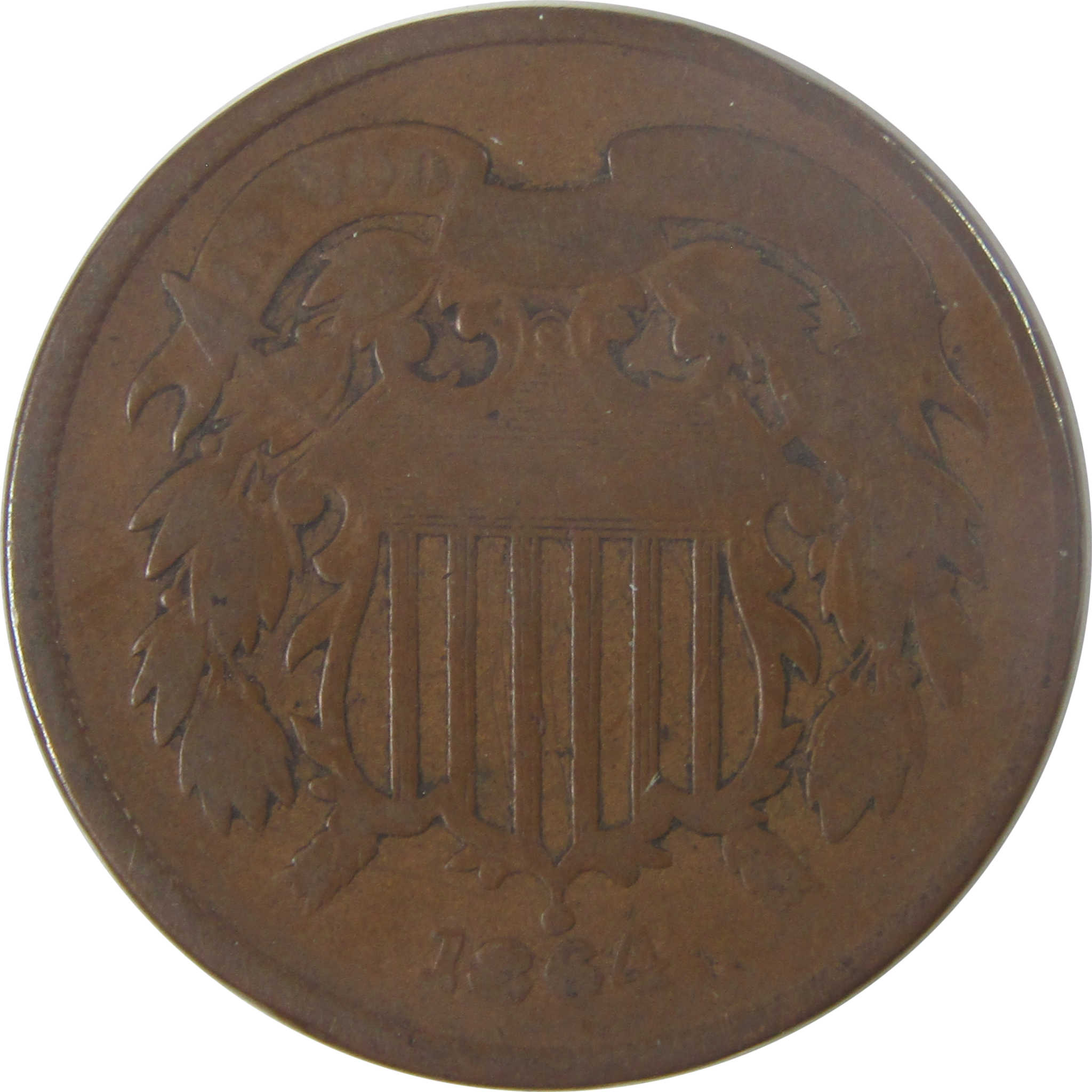 1864 Large Motto Two Cent Piece AG About Good 2c Coin SKU:I17088