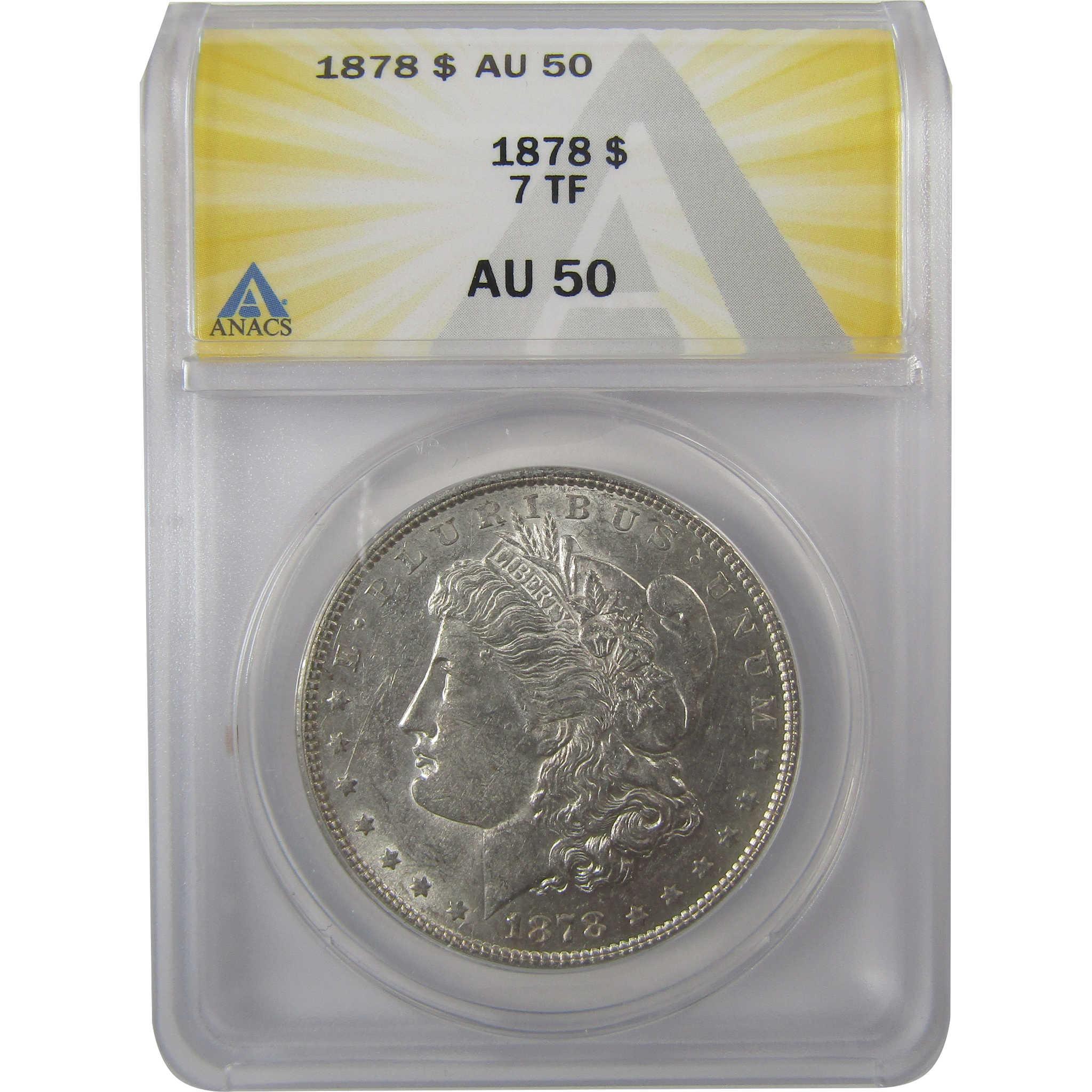 1878 7TF Rev 78 Morgan Silver Dollar AU 50 ANACS $1 Coin SKU:I24922 - Morgan coin - Morgan silver dollar - Morgan silver dollar for sale - Profile Coins &amp; Collectibles