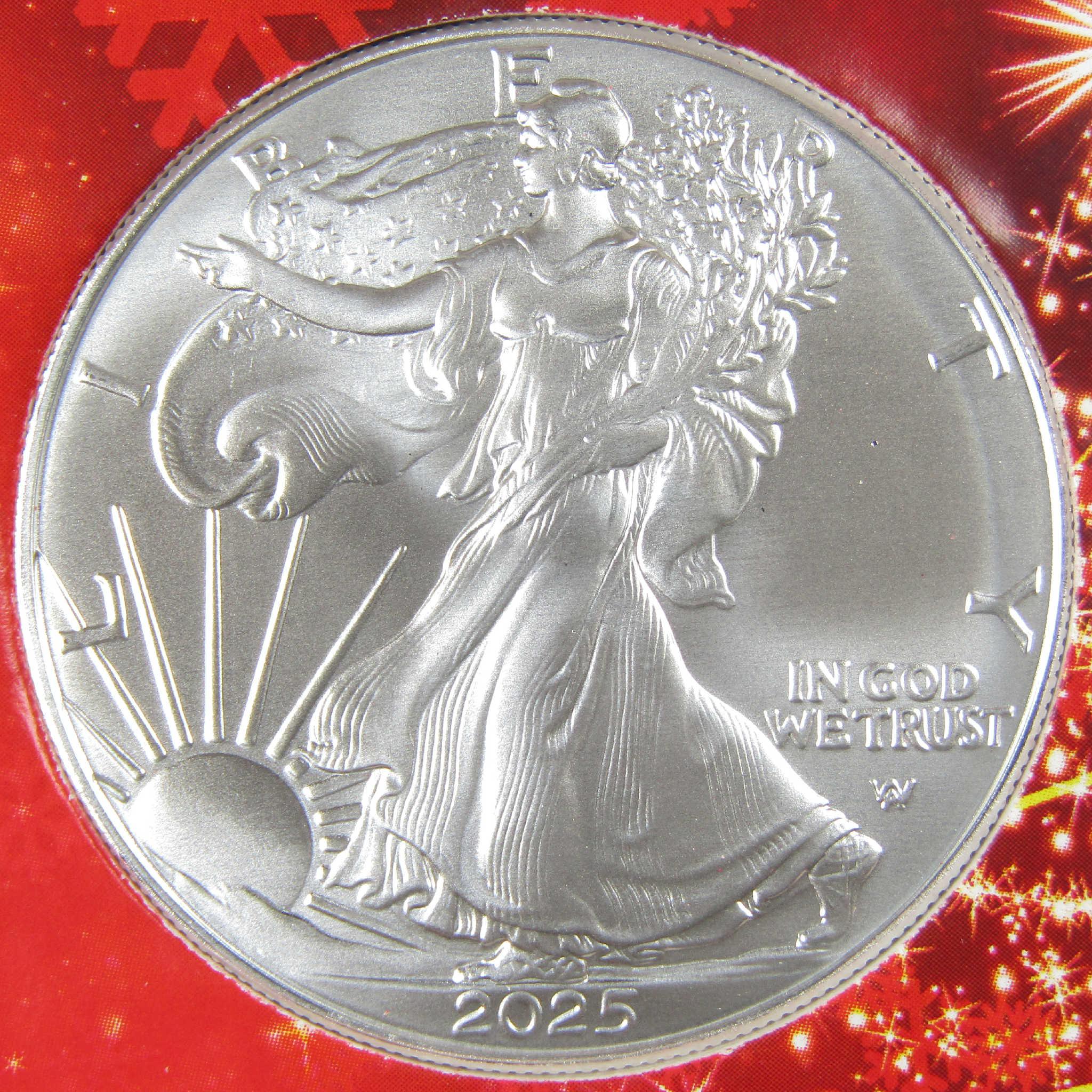 2025 American Silver Eagle Uncirculated with Merry Christmas Holder