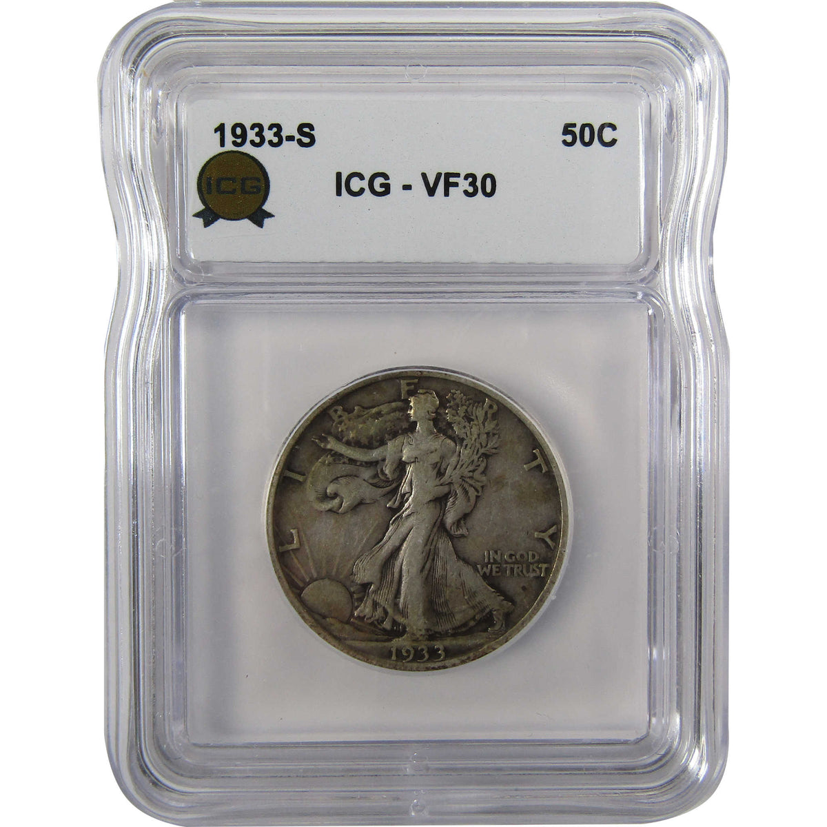 1933 S Liberty Walking Silver Half Dollar VF 30 ICG Coin SKU:I29101