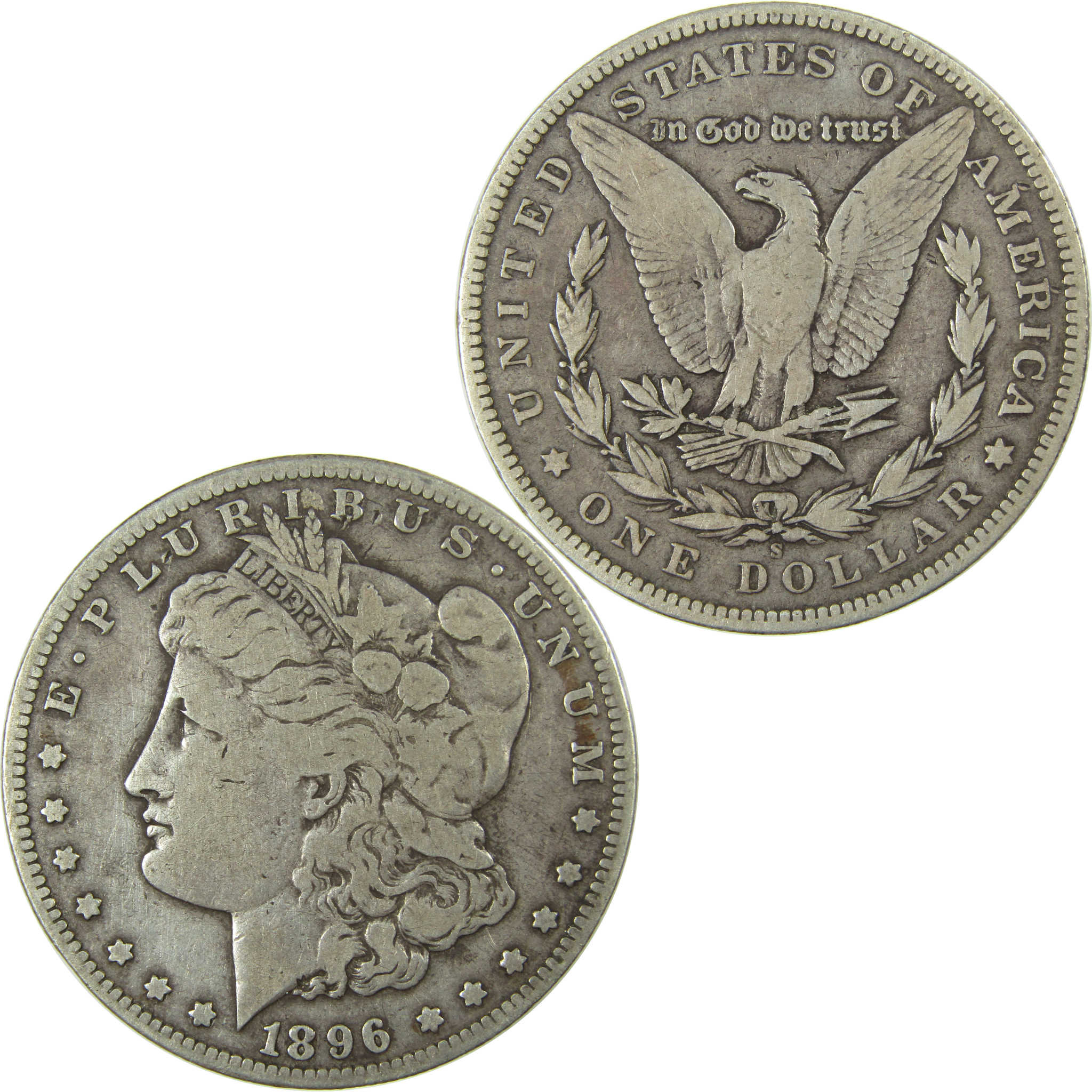 1896 S Morgan Silver Dollar F Fine Details $1 Coin SKU:I27815