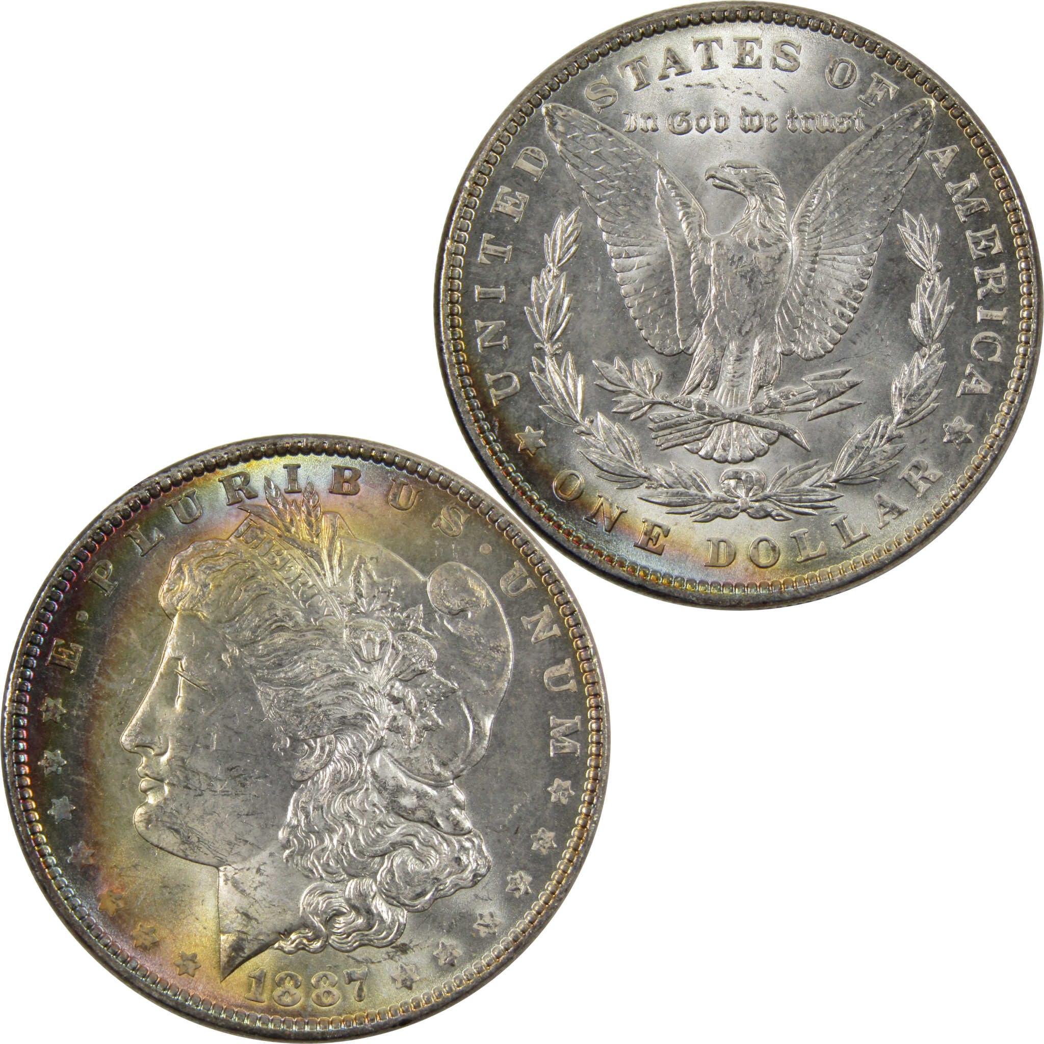 1887 Morgan Dollar BU Choice Uncirculated Silver 1 Toned SKU I9634