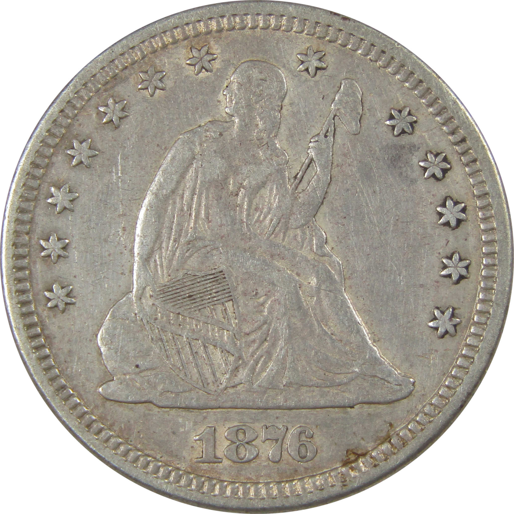 1876 Seated Liberty Quarter XF EF Extremely Fine Silver SKU:CP38