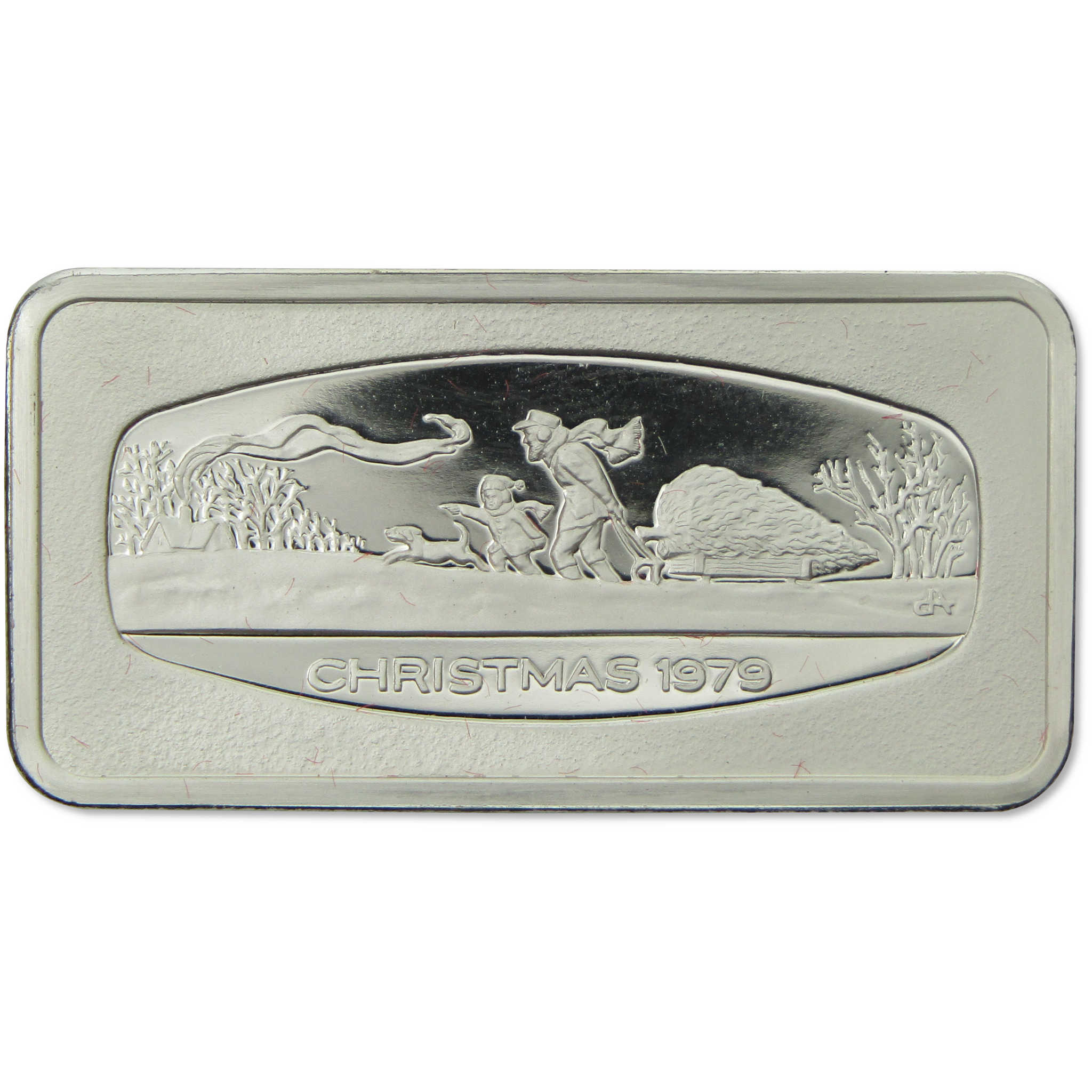 1979 Christmas Yule Tree 1000 grain Sterling Silver Bar SKU:CPC7890