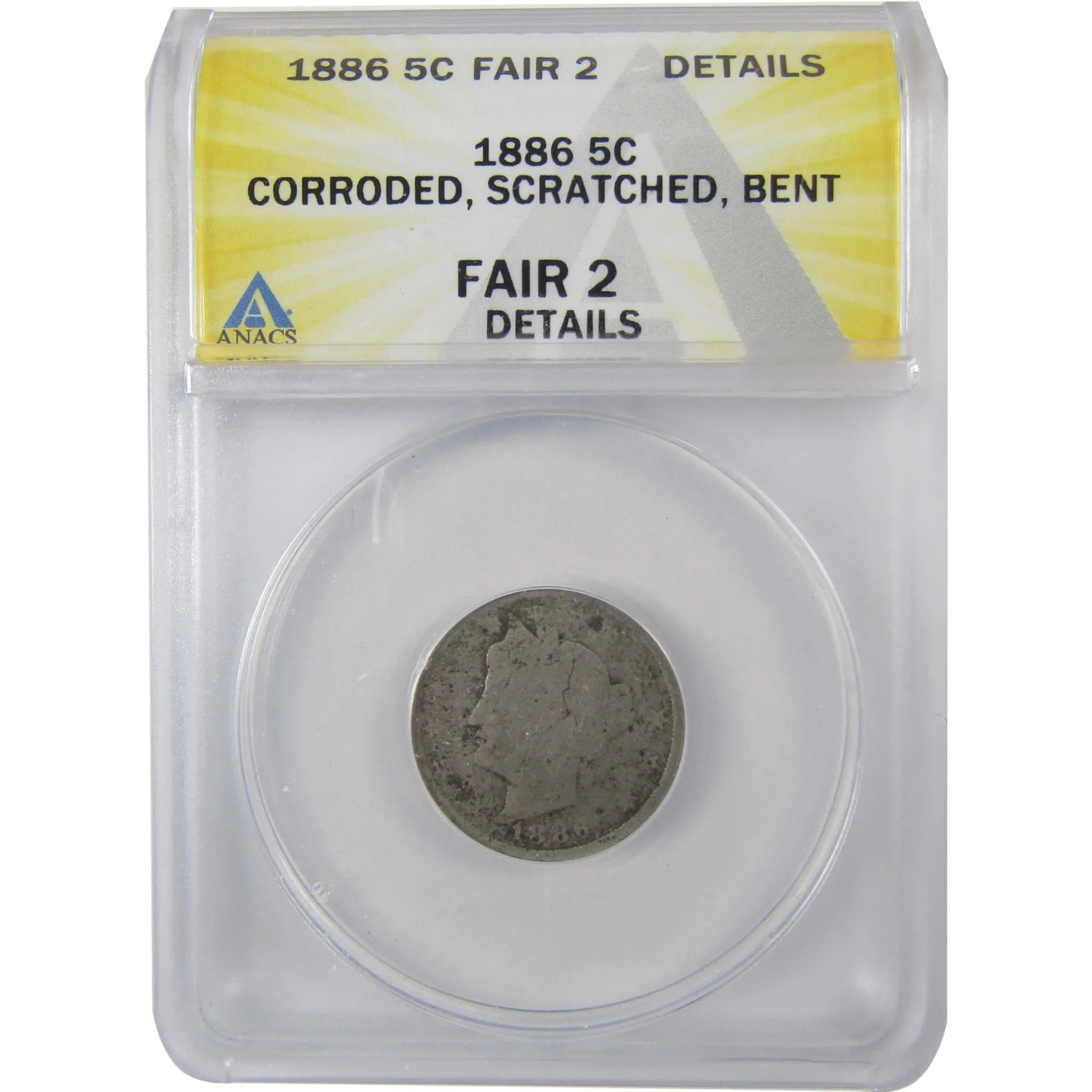 1886 Liberty Head V Nickel FR 2 Details ANACS 5c Coin SKU:I25424