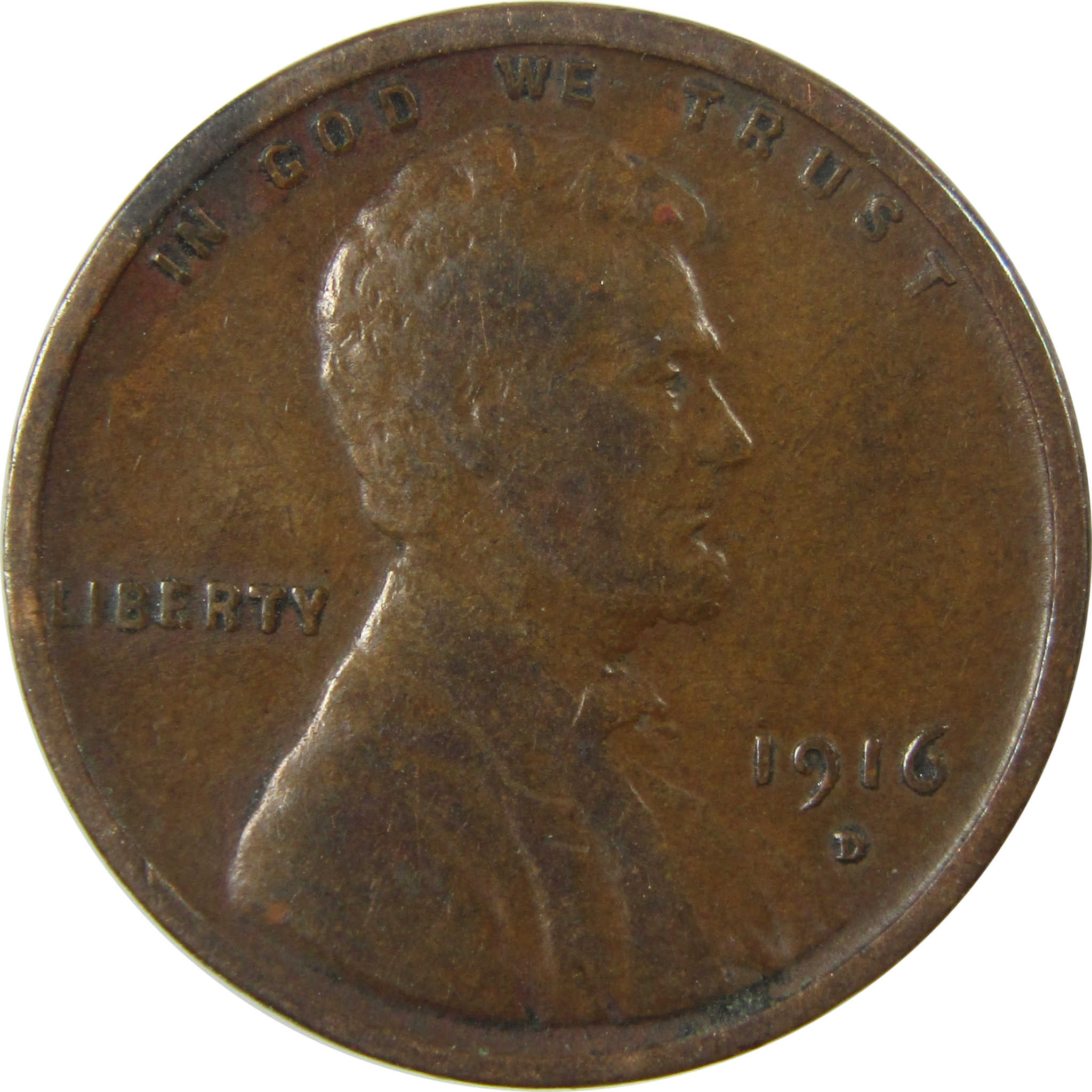 1916 D Lincoln Wheat Cent F Fine Penny 1c Coin Collectible SKU:I26831