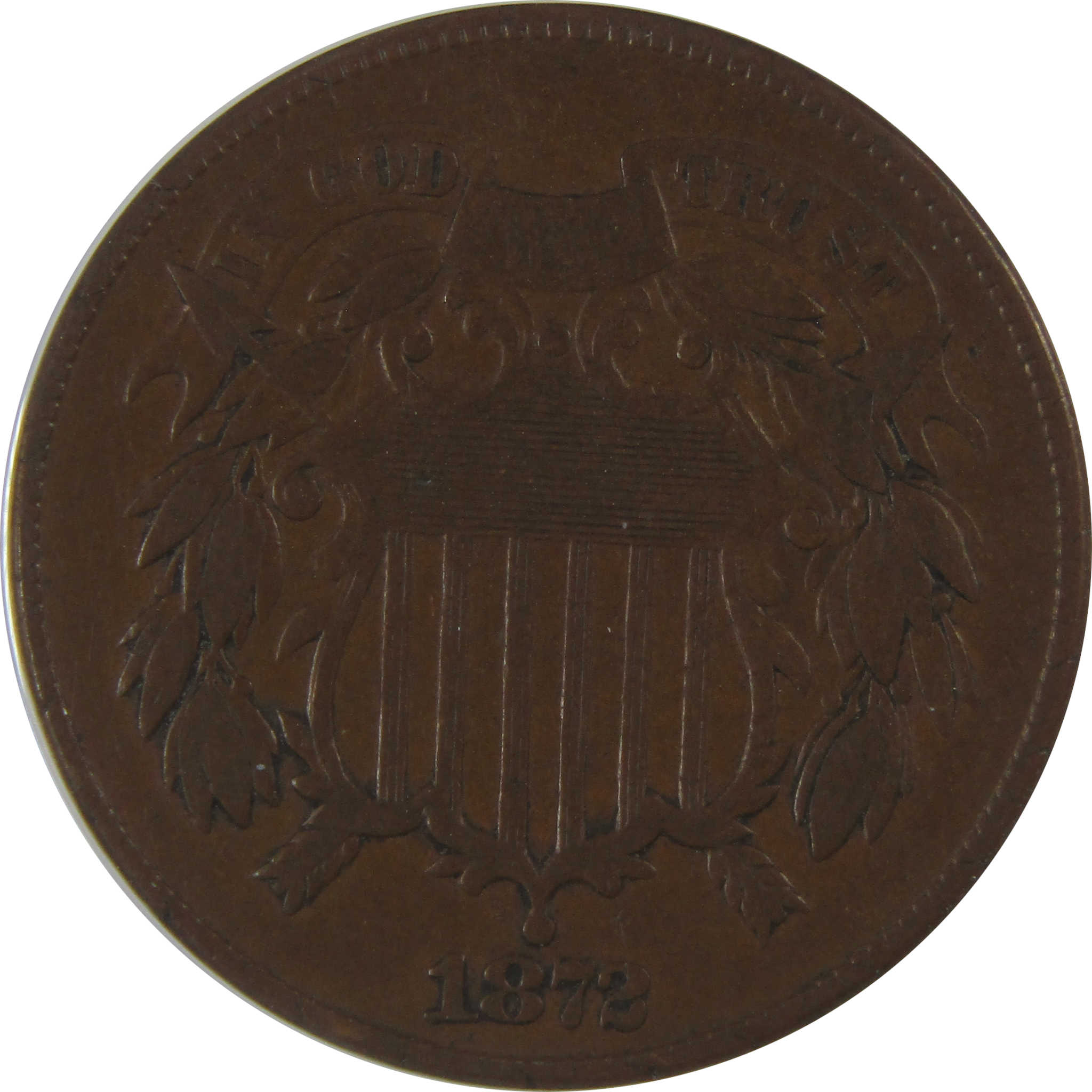 1872 Two Cent Piece F 12 ANACS 2c Coin SKU:I23448