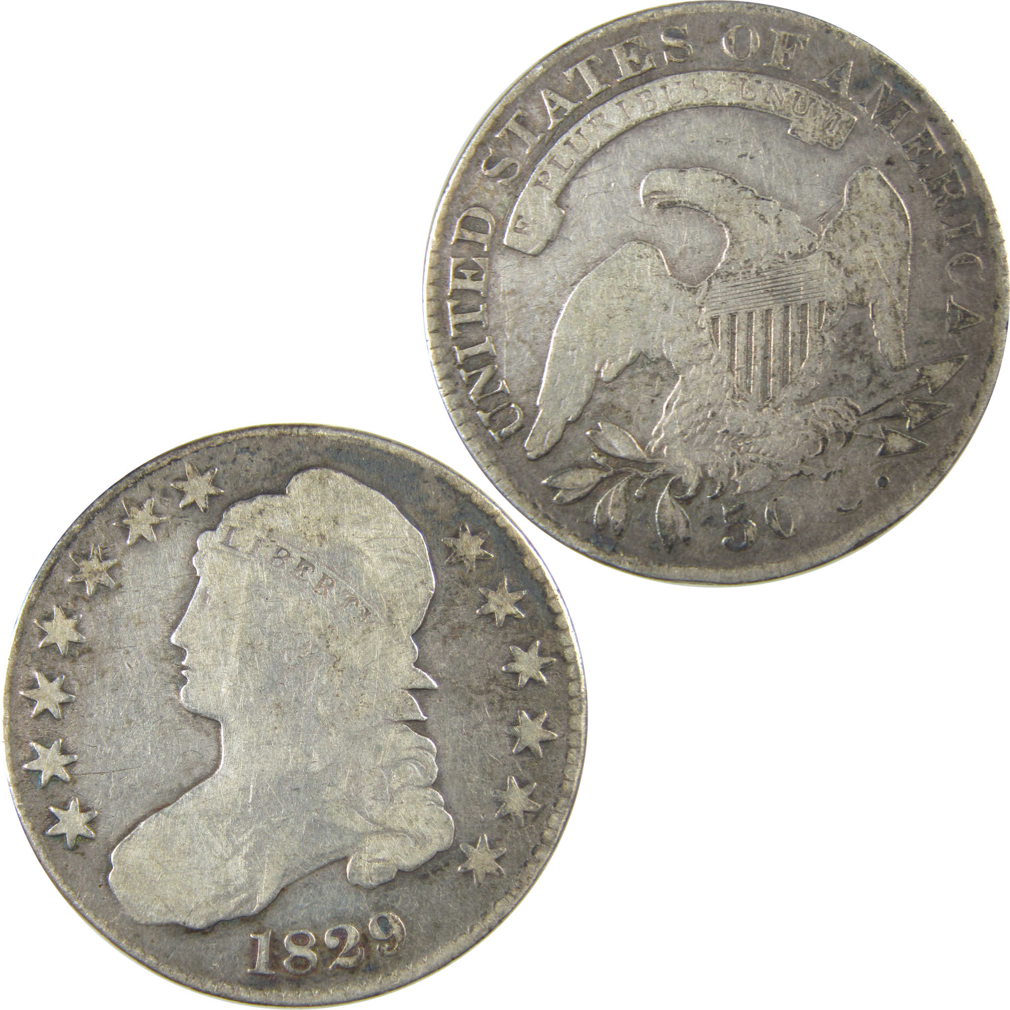 1829 Small Letters Capped Bust Half Dollar VG Details SKU:CPC0916