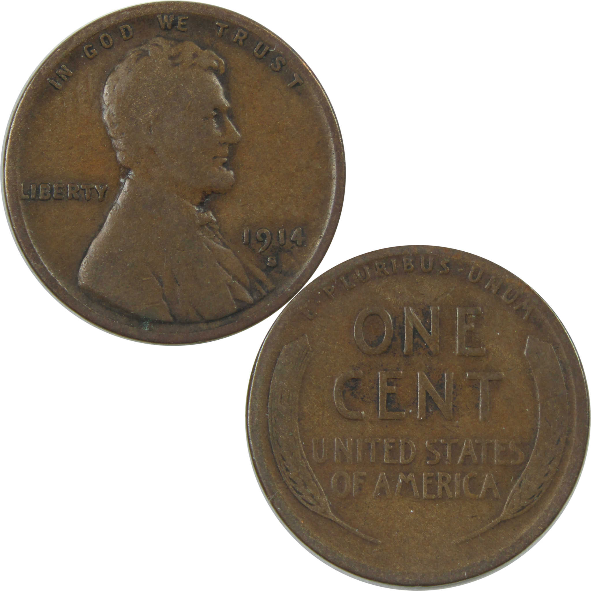 1914 S Lincoln Wheat Cent VG Very Good Penny 1c Coin SKU:I15427