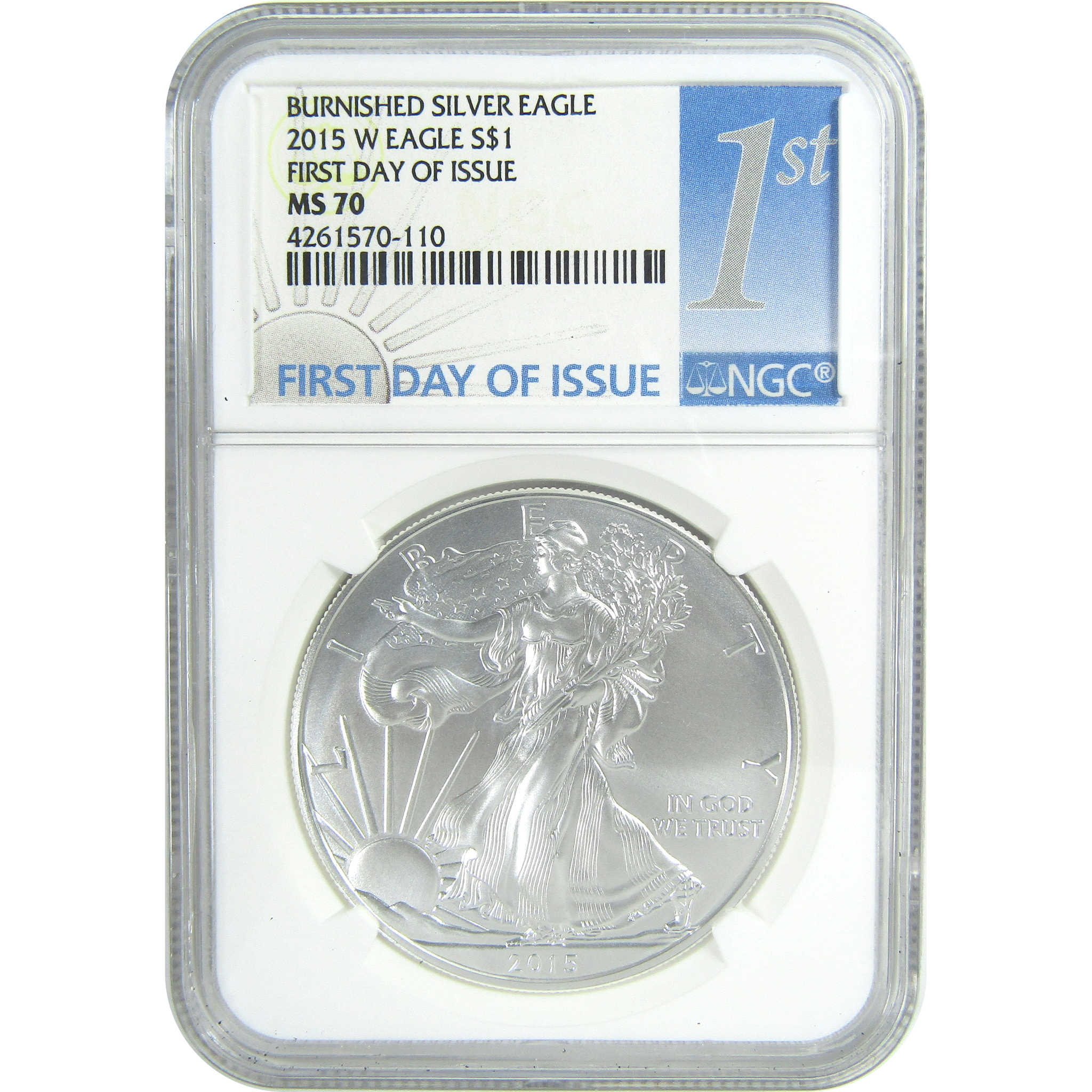 2015 W American Silver Eagle MS 70 NGC Burnished First Day SKU:CPC9554