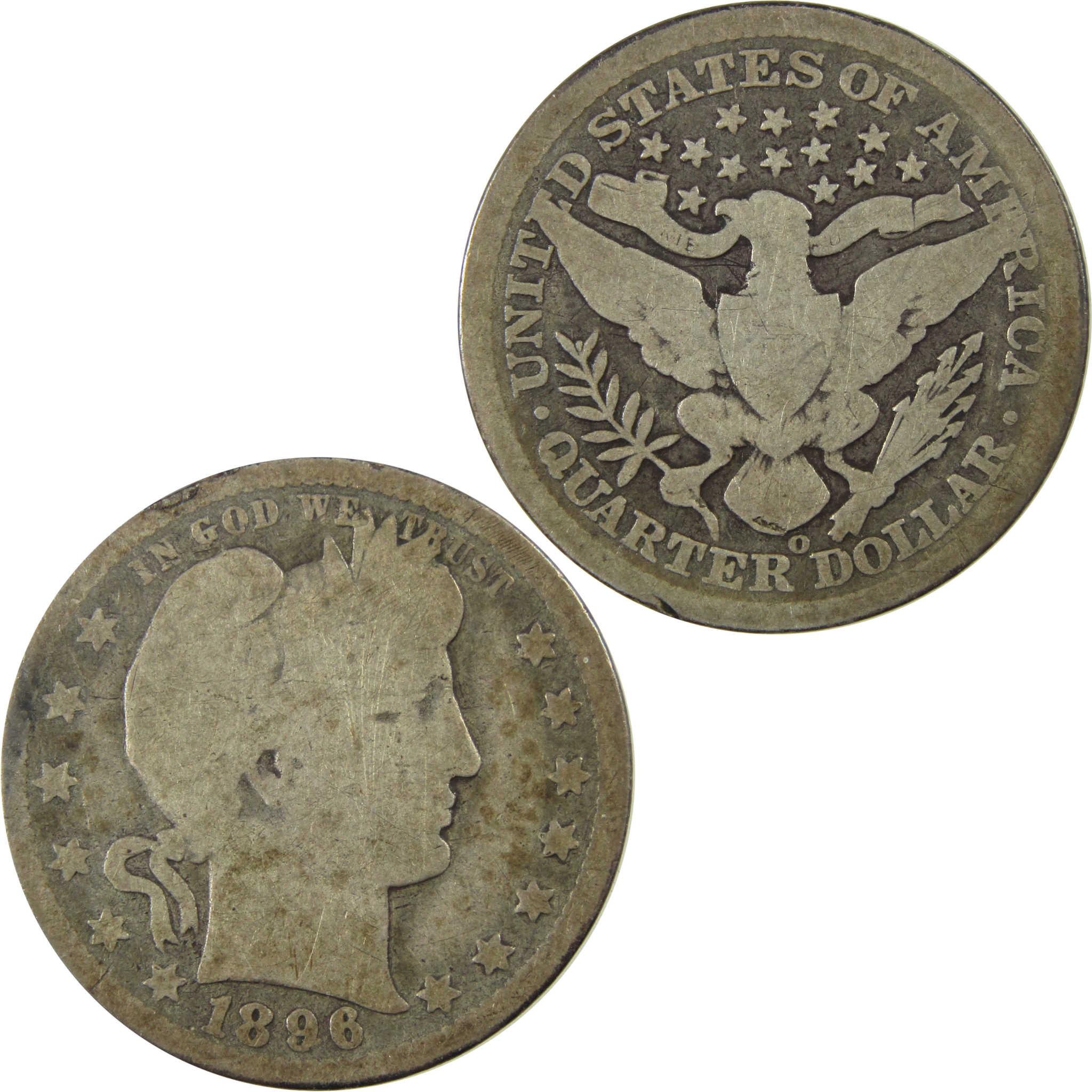 1896 O Barber Silver Quarter G Good Details 25c Coin SKU:I25789