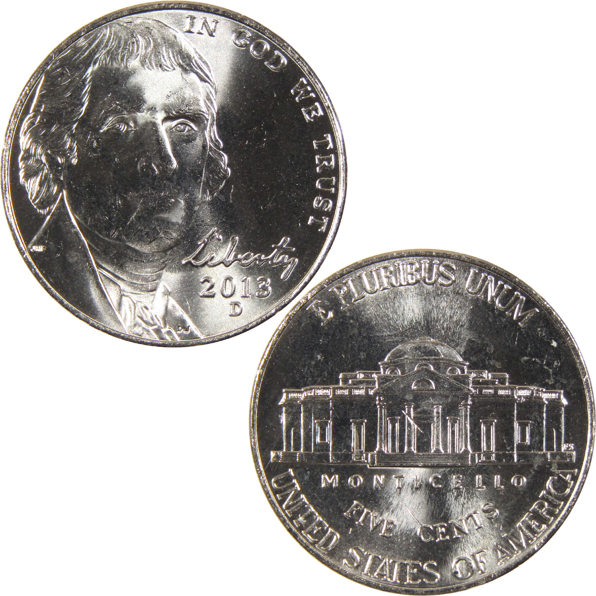 2013 D Jefferson Nickel BU Uncirculated 5c Coin