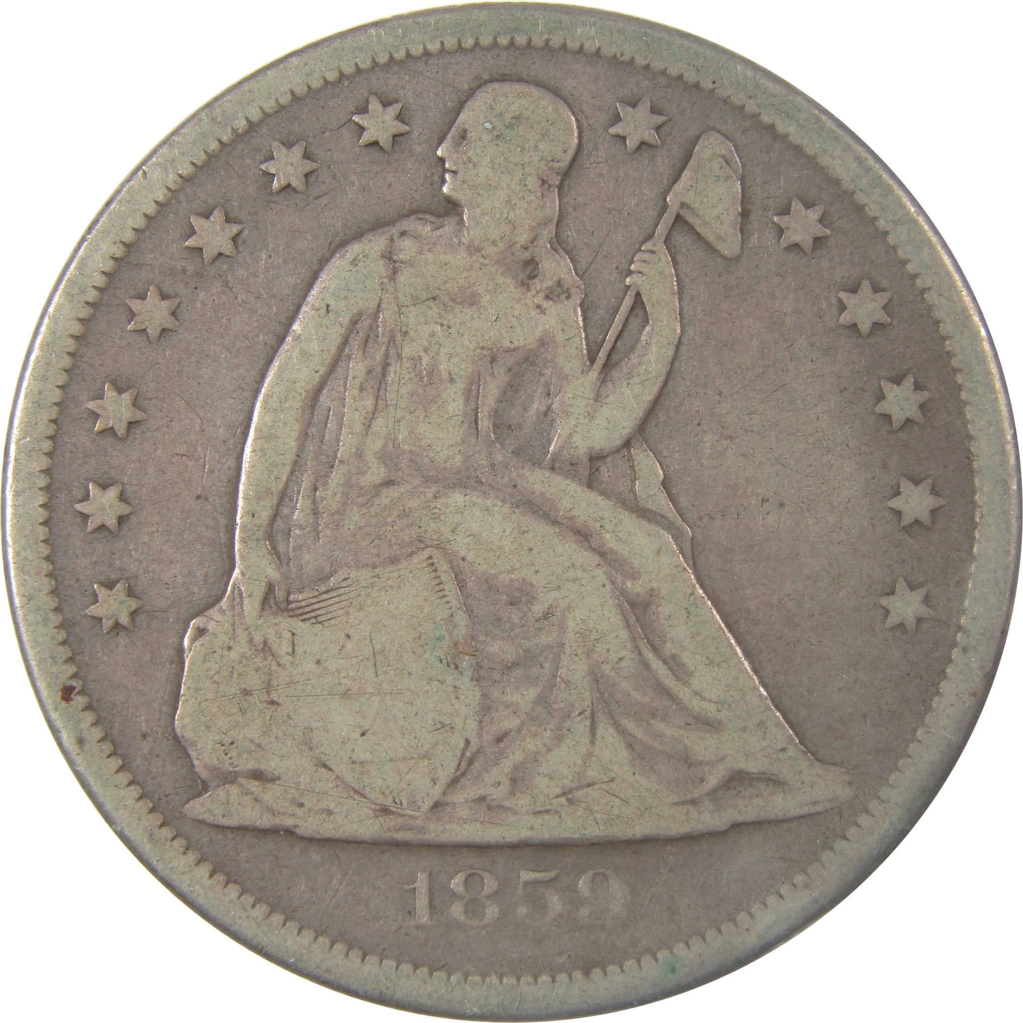 1859 O Seated Liberty Silver Dollar VG Very Good $1 Coin SKU:I24656