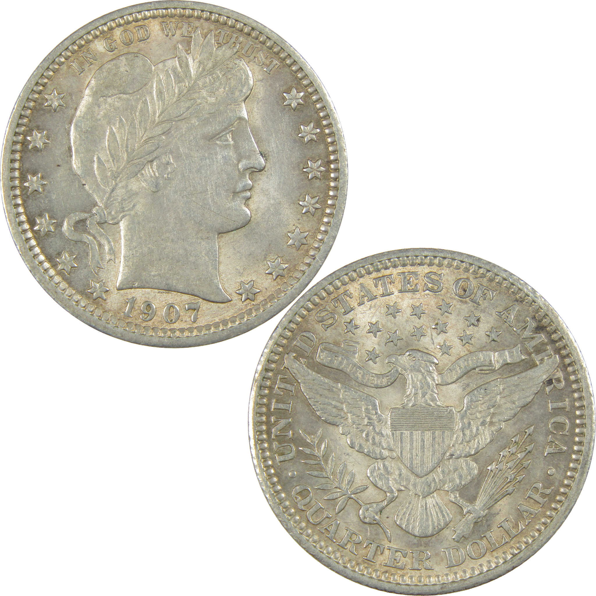 1907 Barber Quarter CH AU Choice About Uncirculated Silver 25c Coin