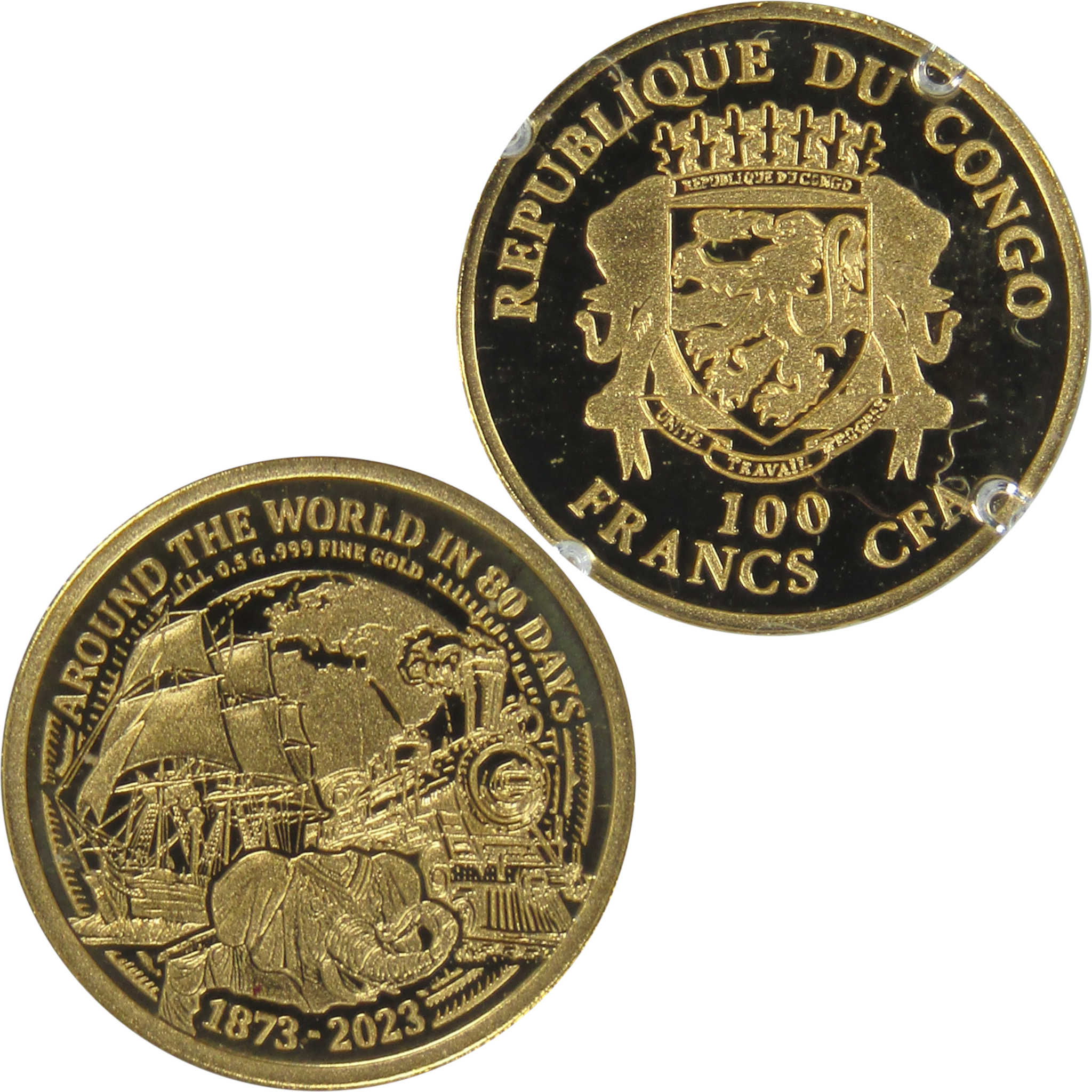 Around the World in 80 Days .999 Gold 100 Francs CFA Proof 2023 DRC