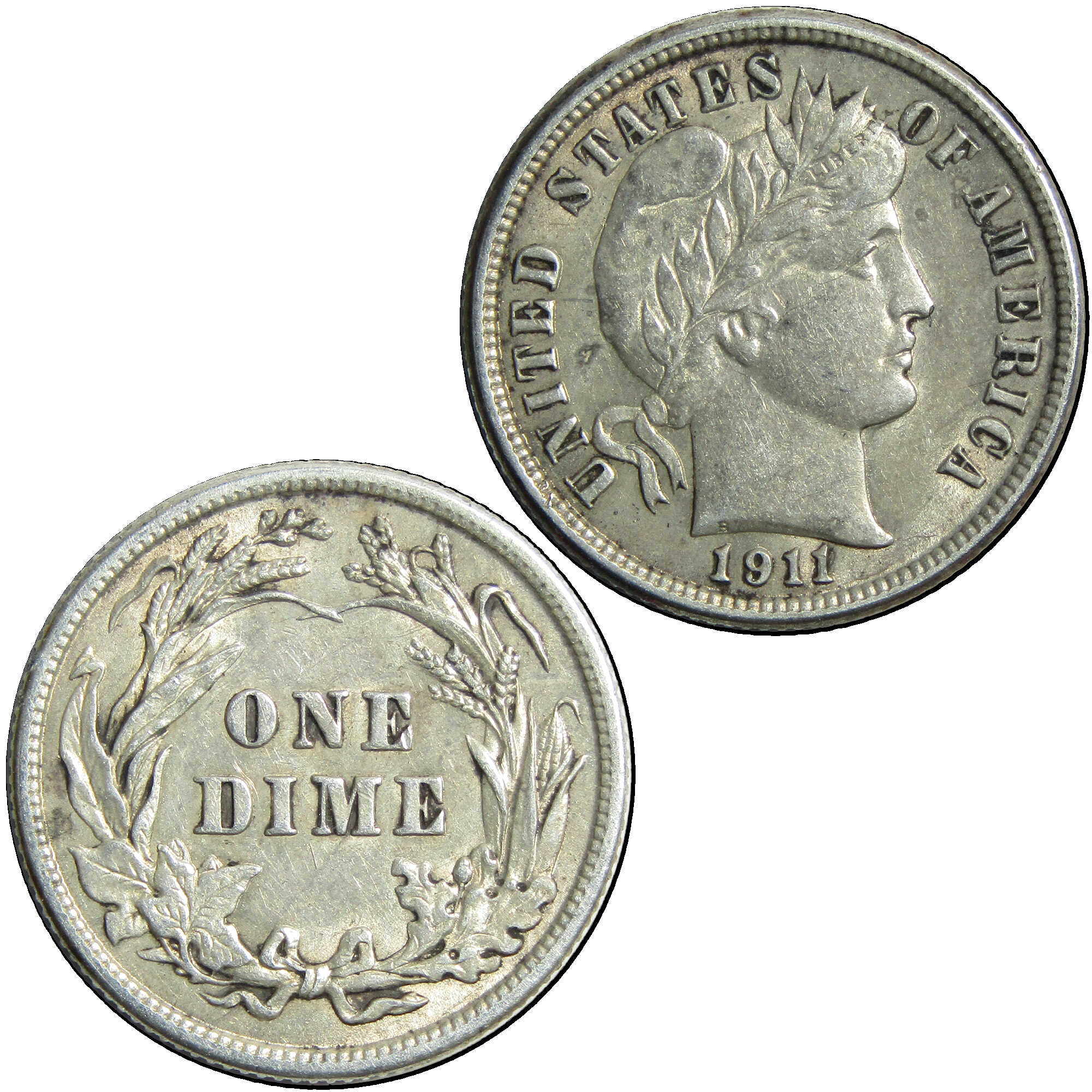 1911 Barber Dime AU About Uncirculated Silver 10c Coin SKU:I12871