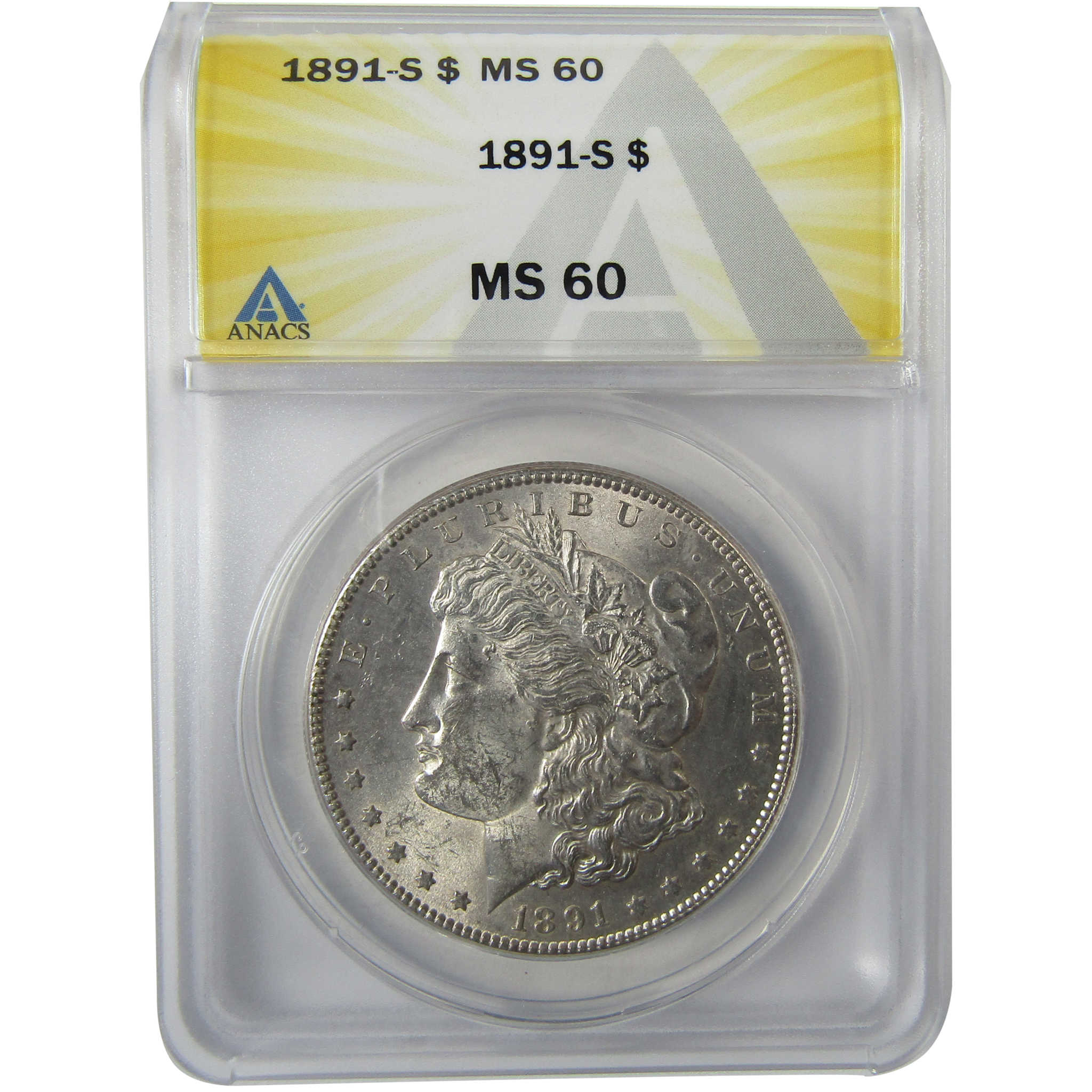 1891 S Morgan Silver Dollar MS 60 ANACS Uncirculated SKU:I27953 - Morgan coin - Morgan silver dollar - Morgan silver dollar for sale - Profile Coins &amp; Collectibles