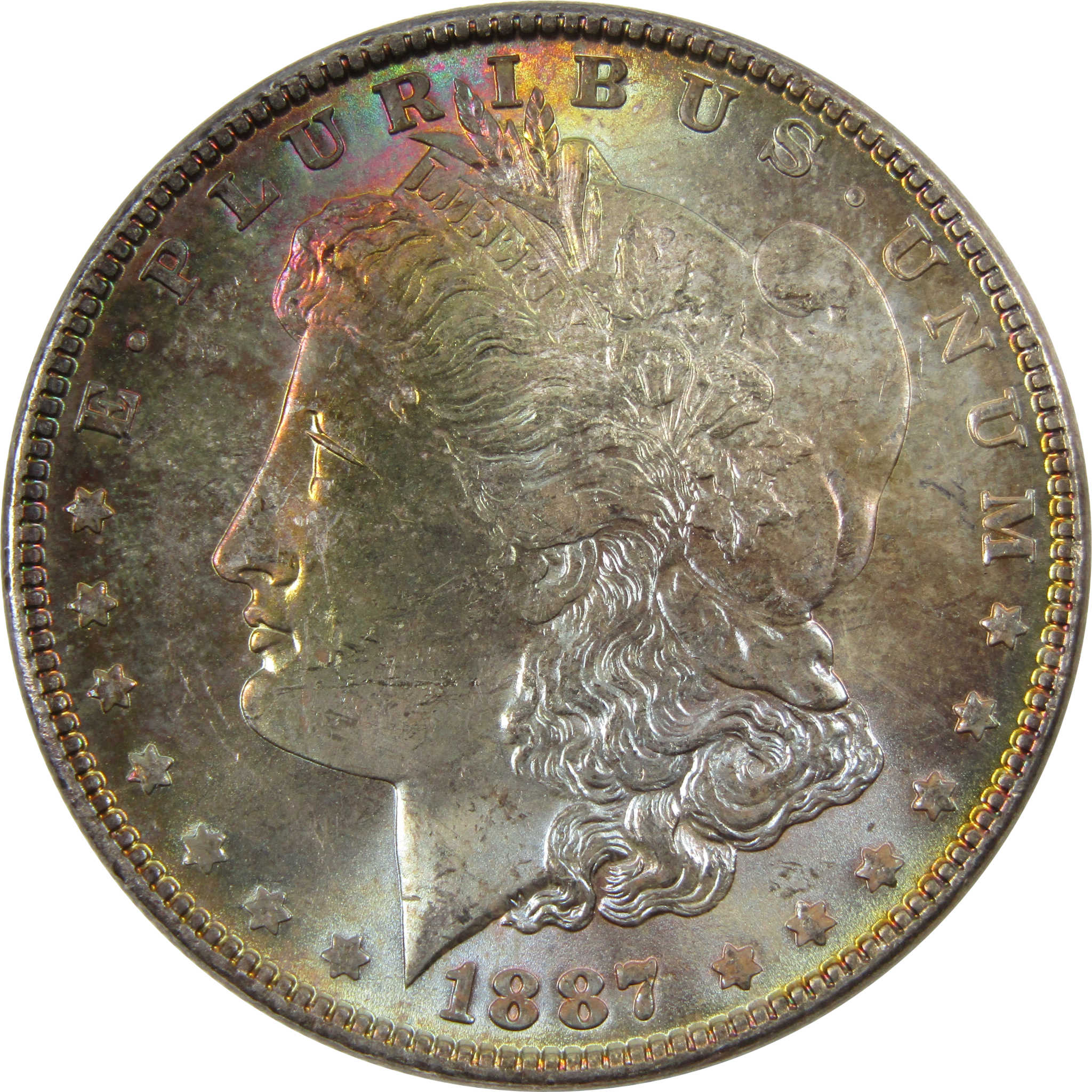 1887 Morgan Dollar BU Choice Uncirculated Silver $1 Toned SKU:I9632