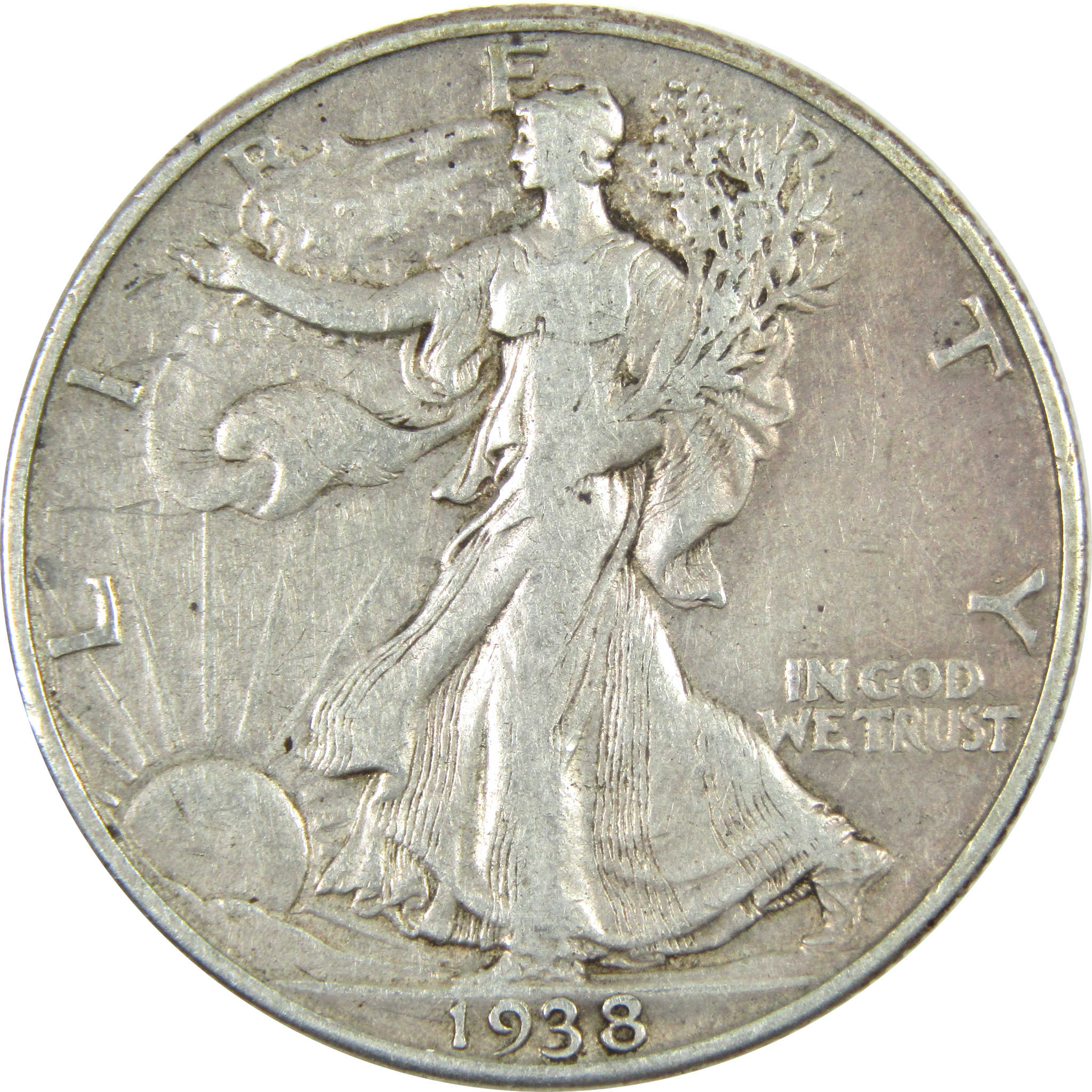 1938 D Liberty Walking Half AU About Uncirculated Silver SKU:I14548