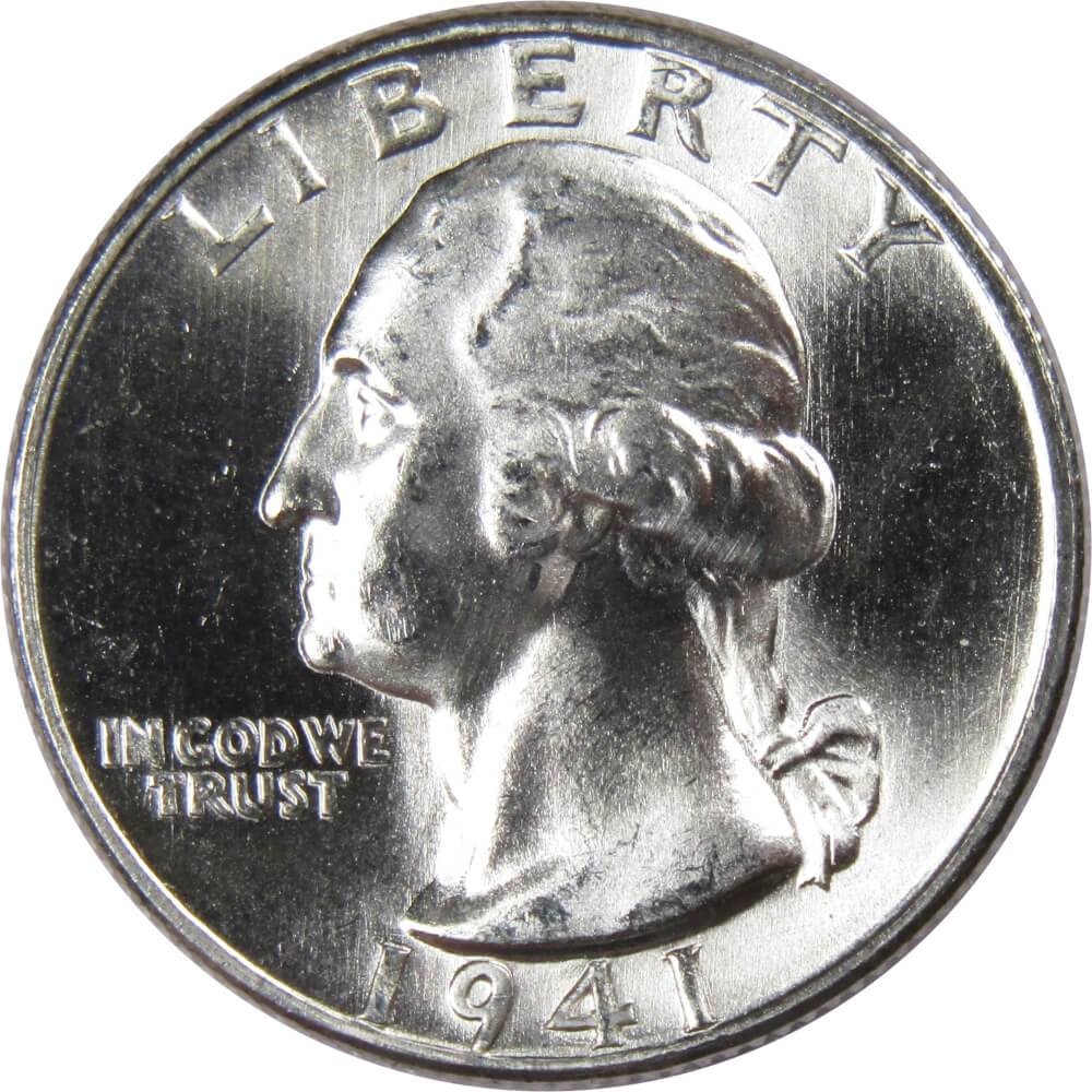 1941 Washington Quarter Uncirculated Silver 25c Coin