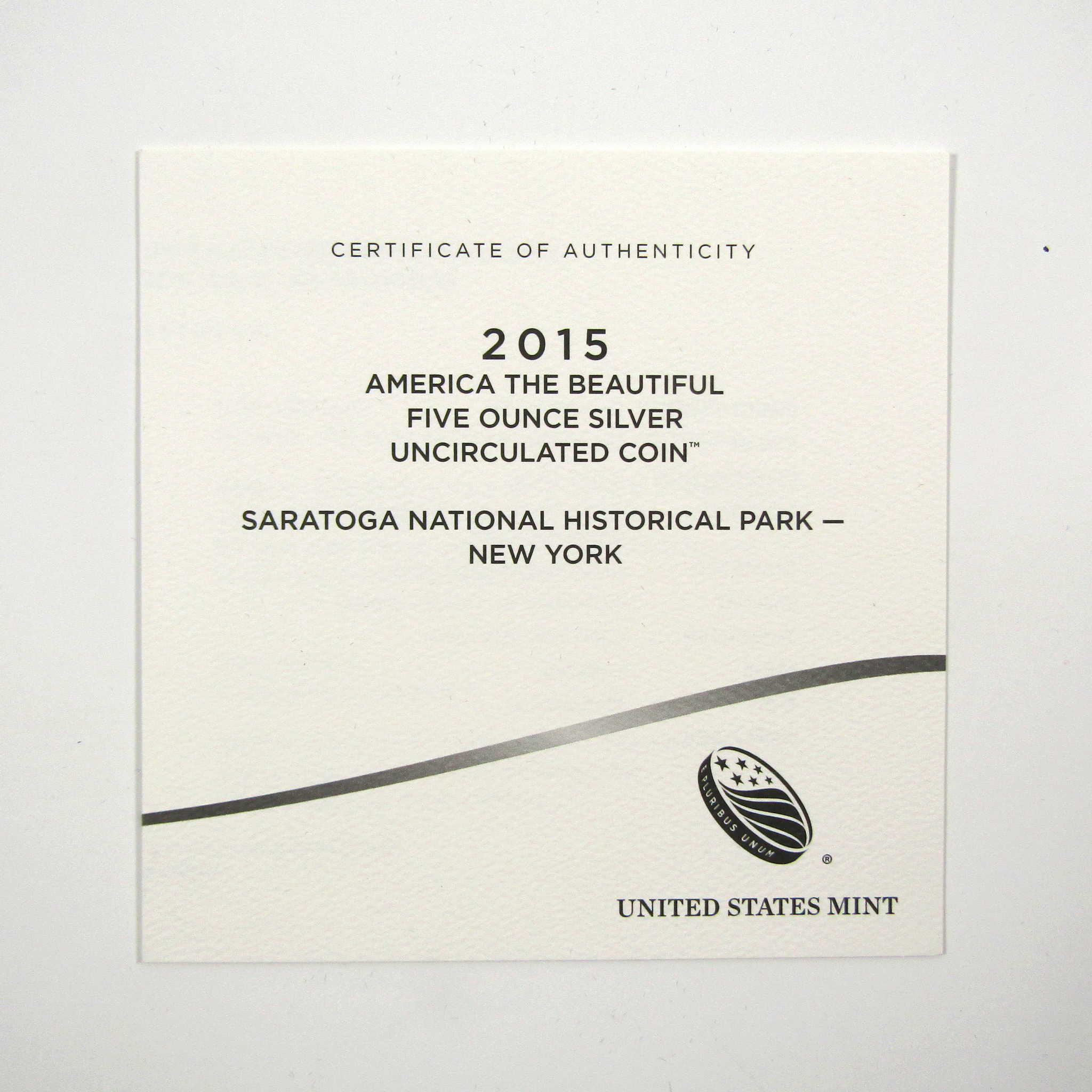 2015 P Saratoga National Park 5 oz Silver OGP COA SKU:CPC2574