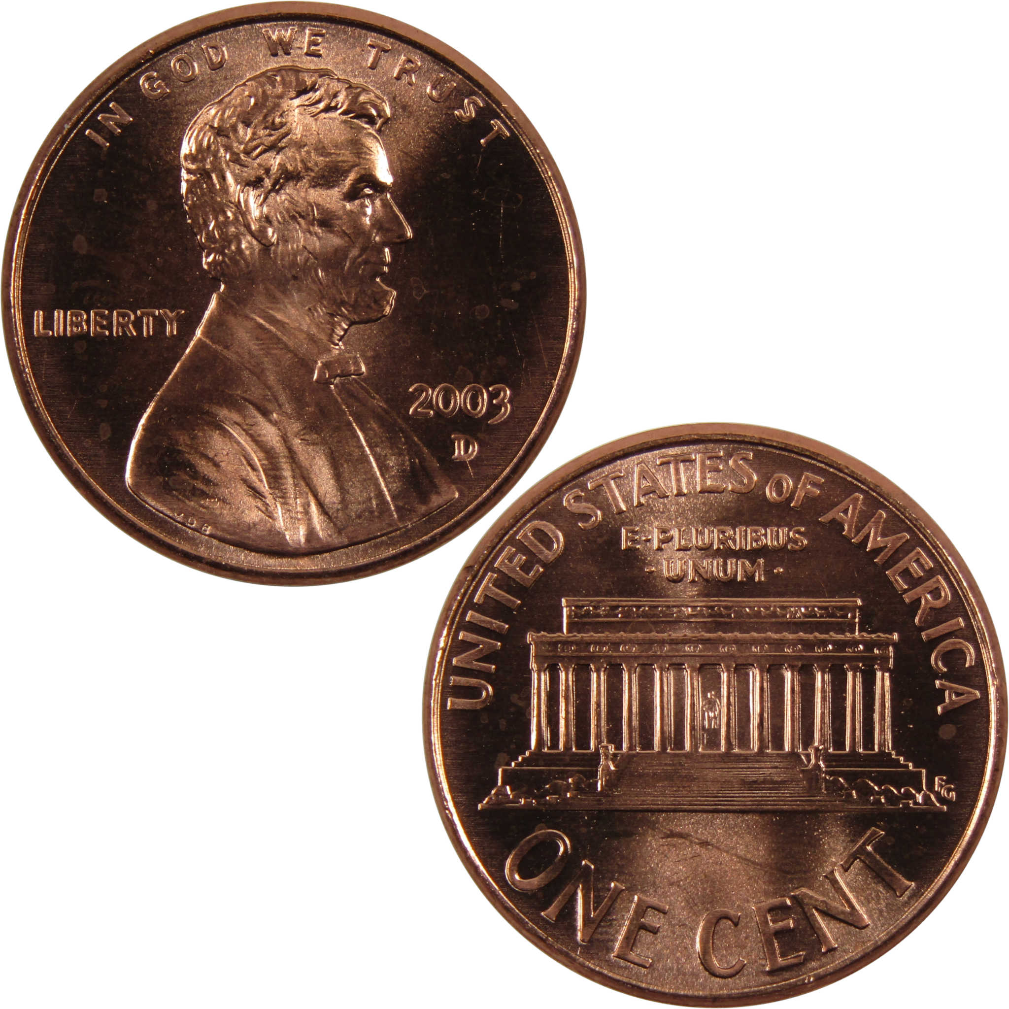 2003 D Lincoln Memorial Cent BU Uncirculated Penny 1c Coin