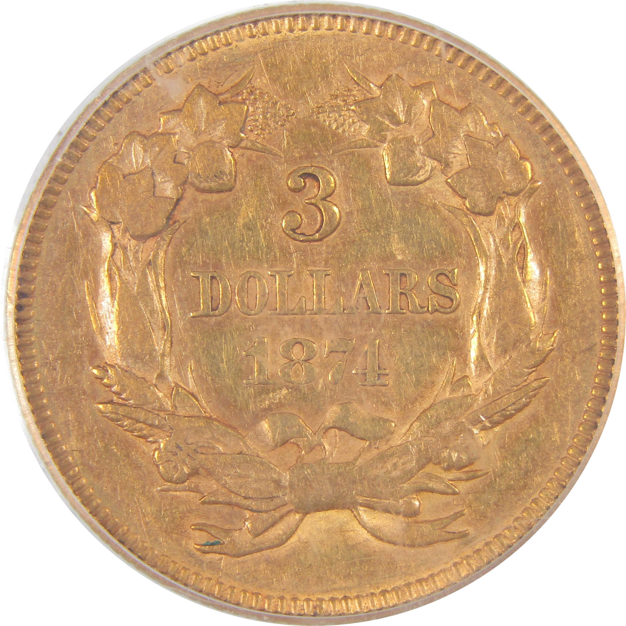 1874 Indian Princess Head AU 50 PCGS Gold $3 Coin SKU:I16765