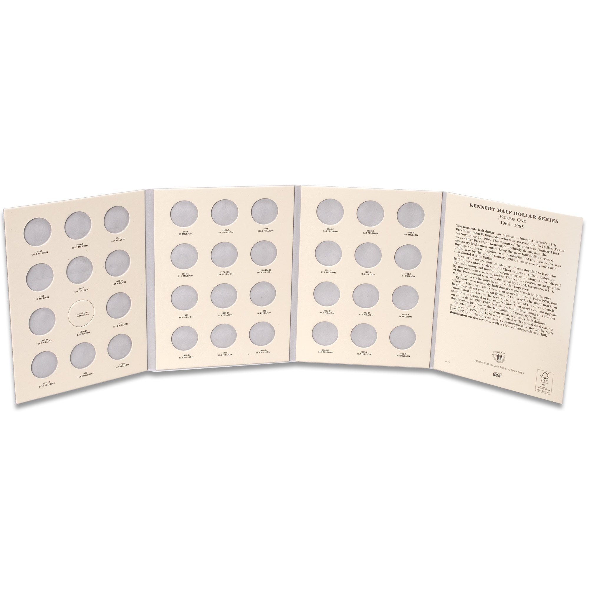 1964-1985 Kennedy Half Dollar Folder Volume 1 Littleton Coin Company