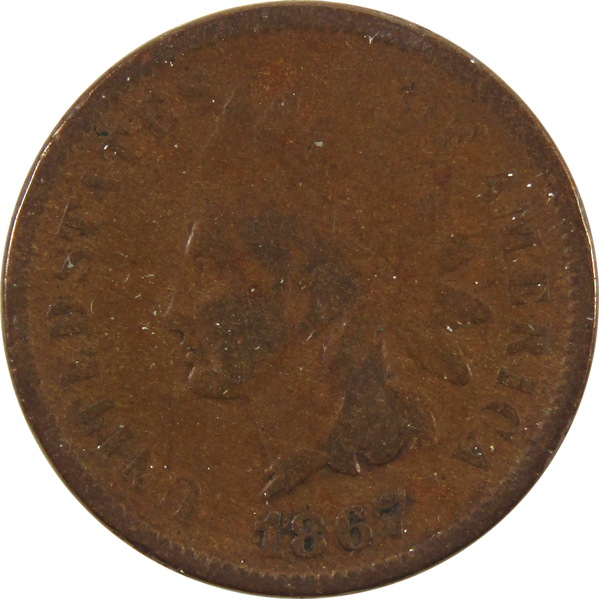 1867 Indian Head Cent VG Very Good Penny 1c Coin SKU:I10317