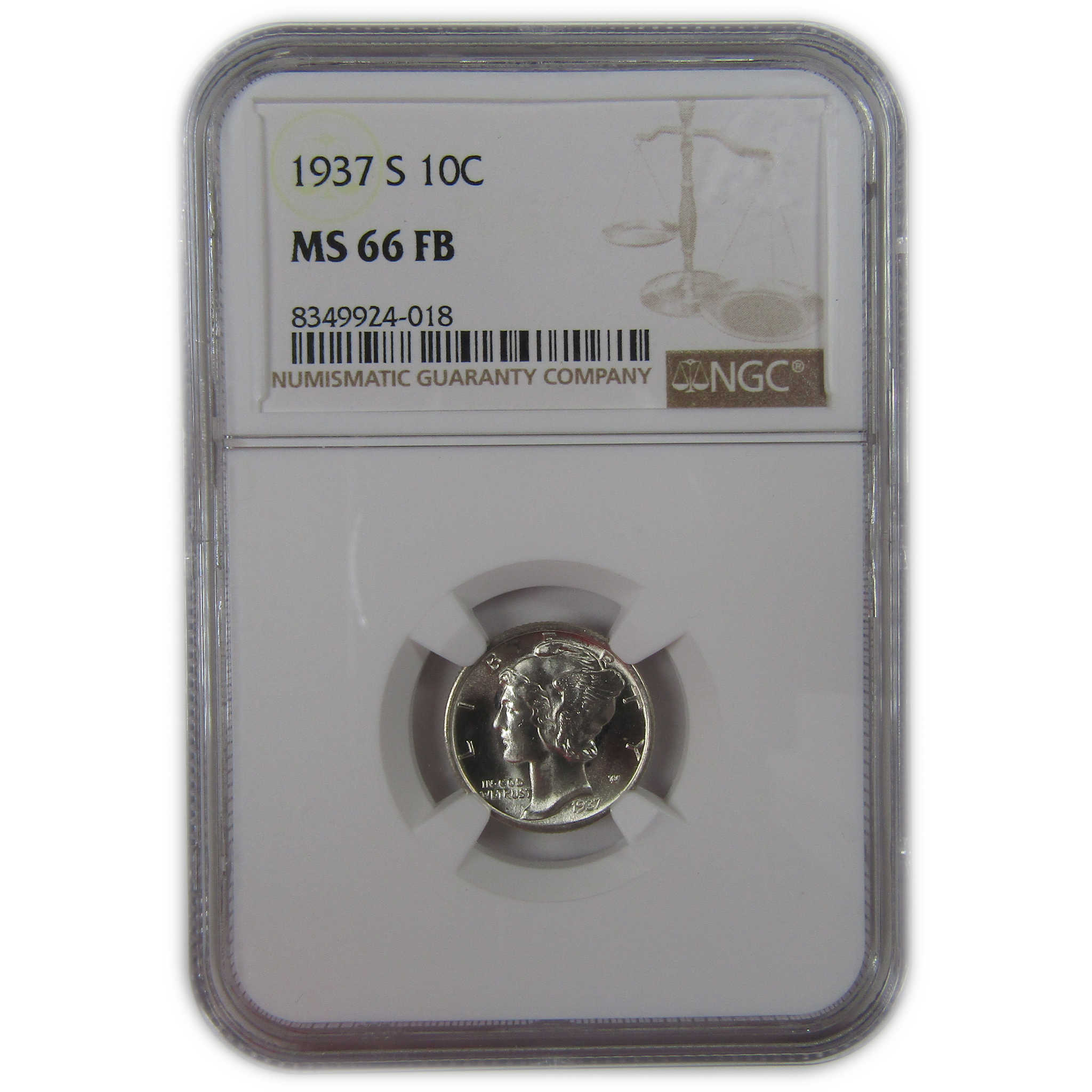 1937 S Mercury Dime MS 66 FB NGC Silver Uncirculated SKU:I23206