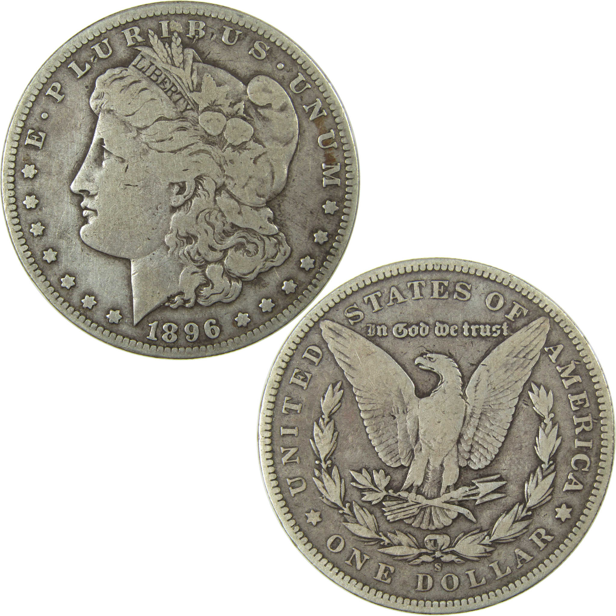 1896 S Morgan Silver Dollar F Fine Details $1 Coin SKU:I27815