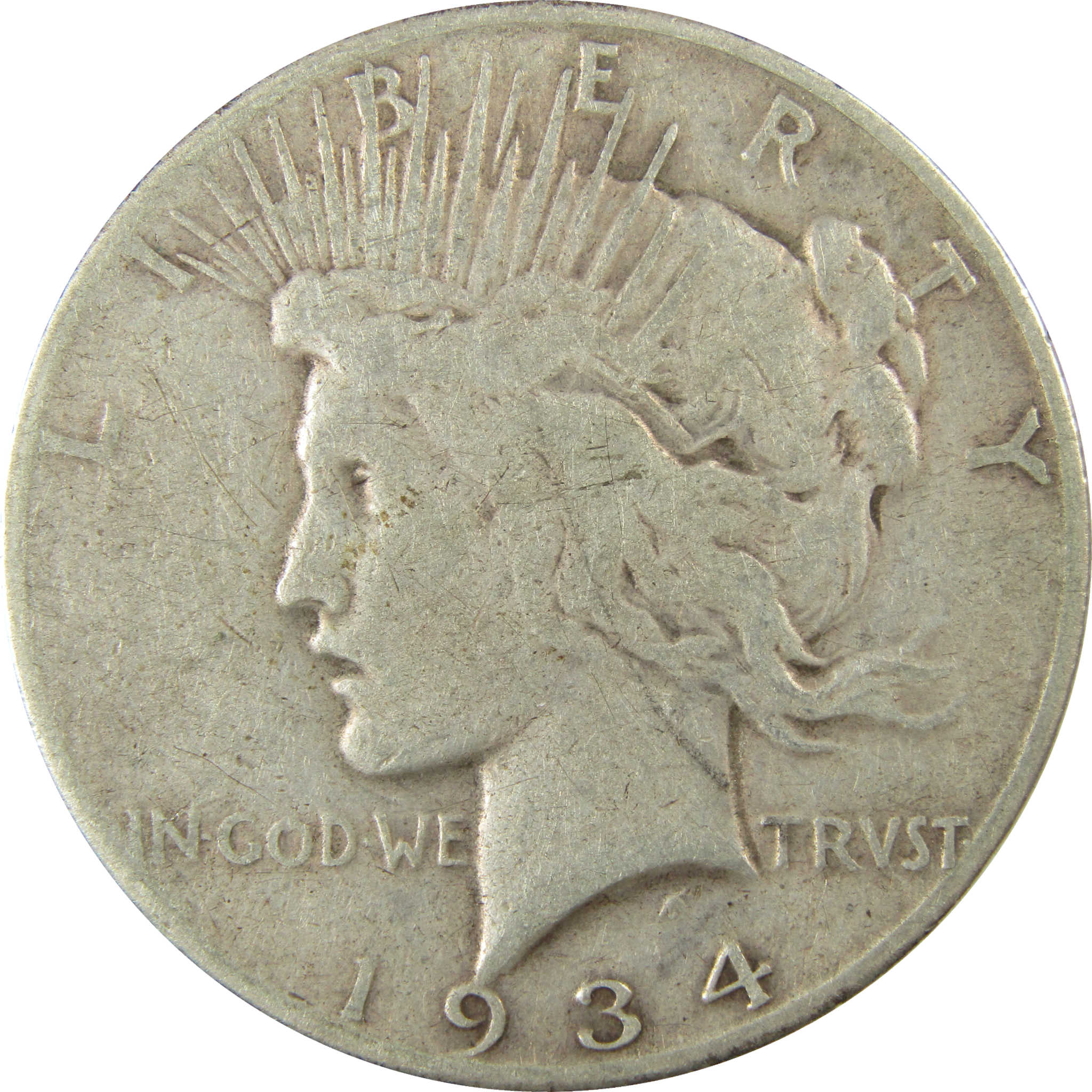 1934 S Peace Silver Dollar F Fine $1 Coin Collectible SKU:CP1594