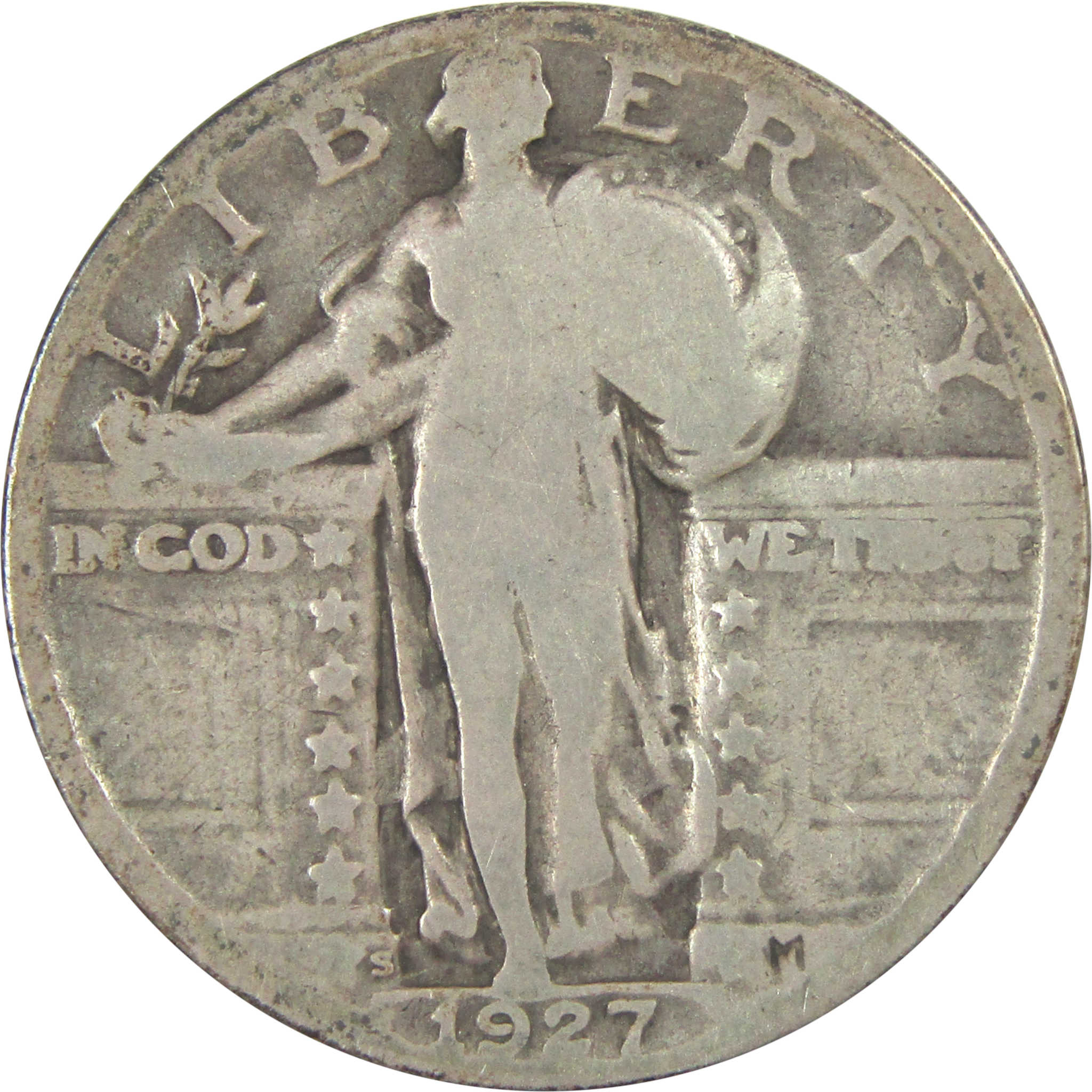 1927 S Standing Liberty Quarter G Good Silver 25c Coin SKU:I15313