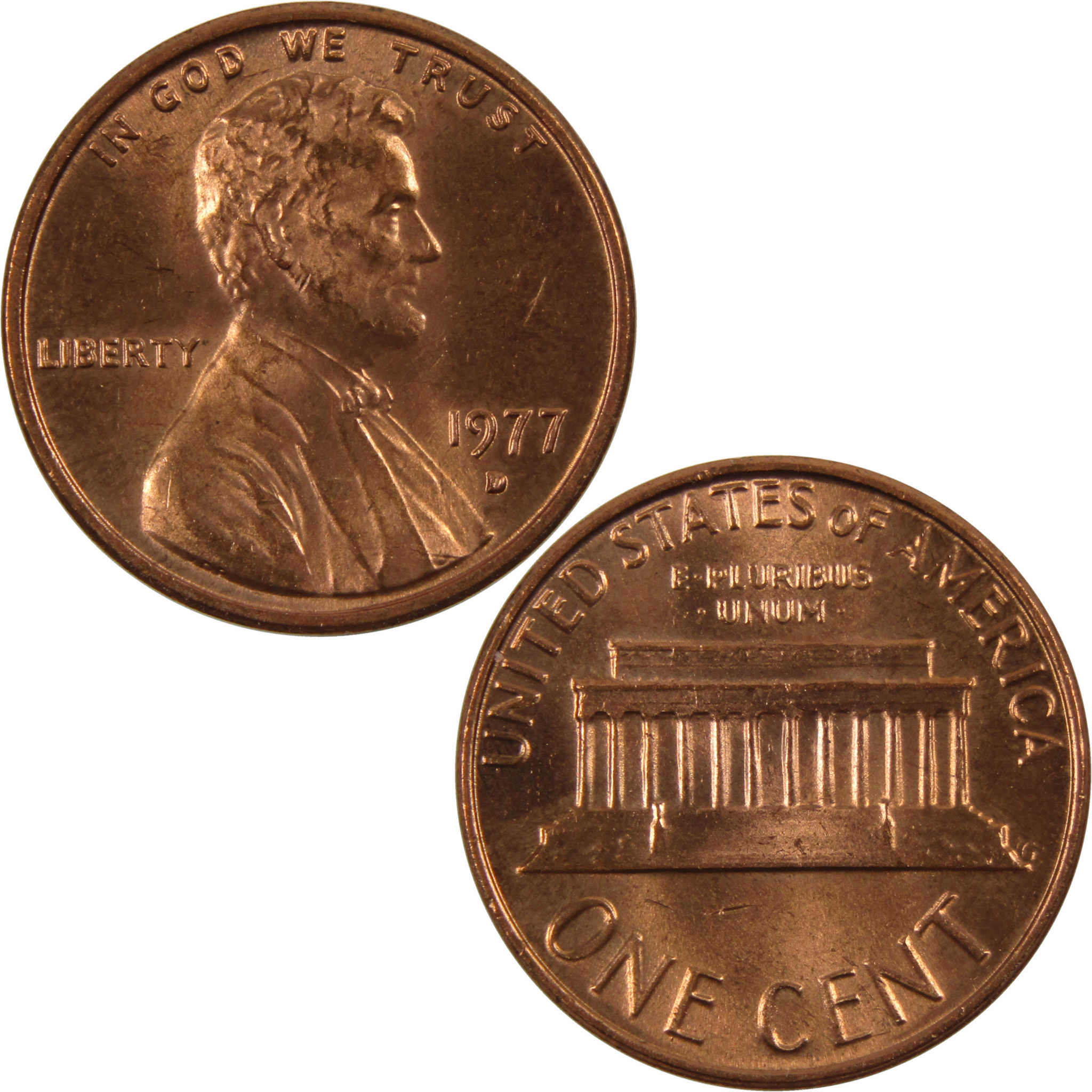 1977 D Lincoln Memorial Cent BU Uncirculated Penny 1c Coin