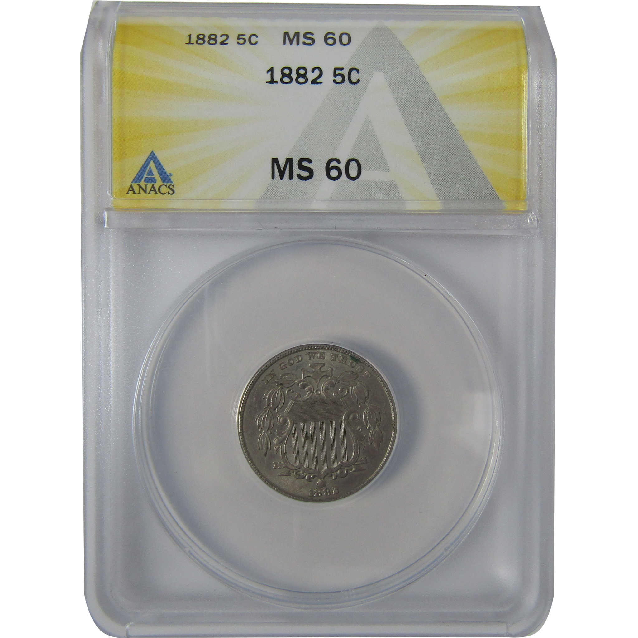 1882 Shield Nickel MS 60 ANACS Uncirculated 5c Coin SKU:I23663