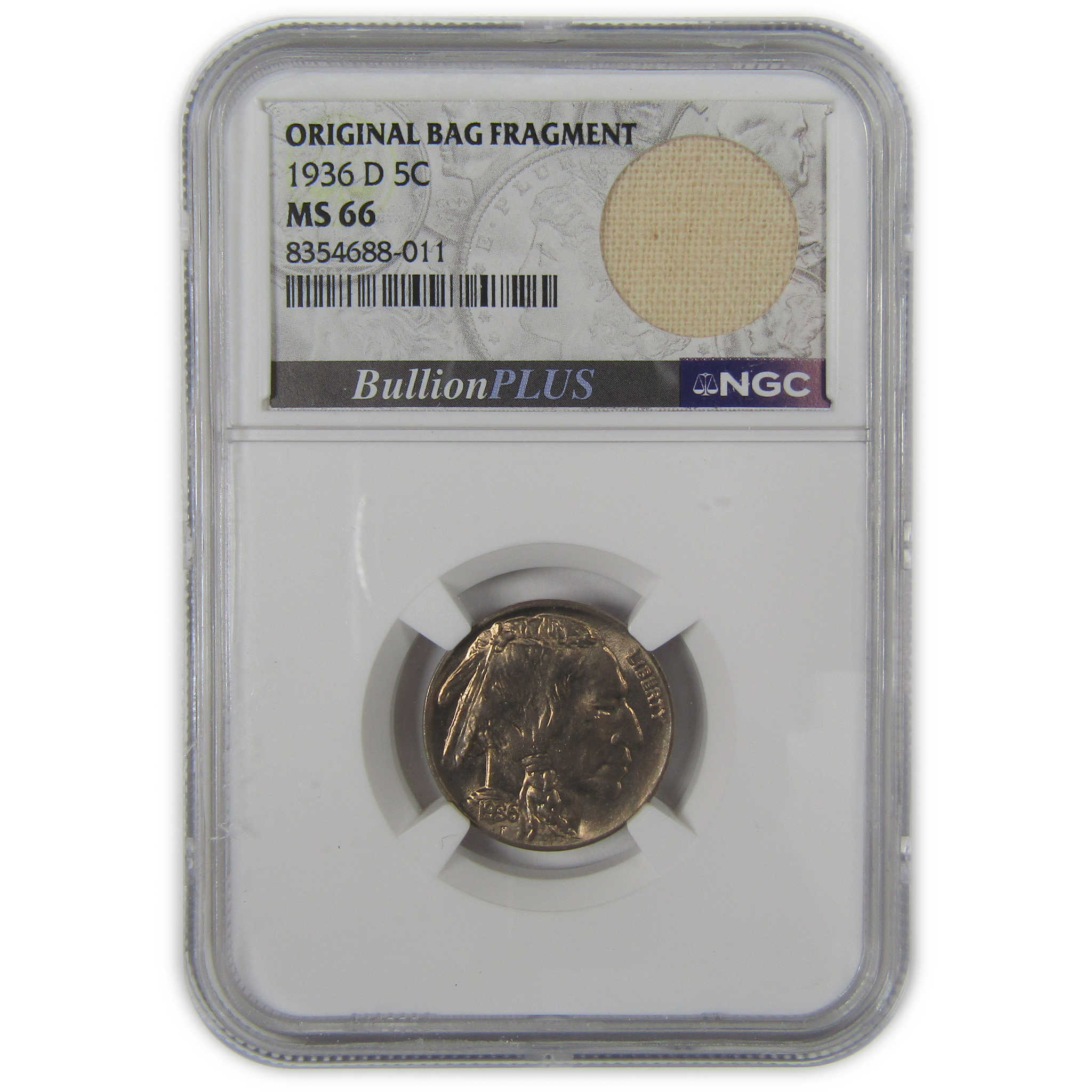 1936 D Indian Head Buffalo Nickel MS 66 NGC Bag Fragment SKU:I22664