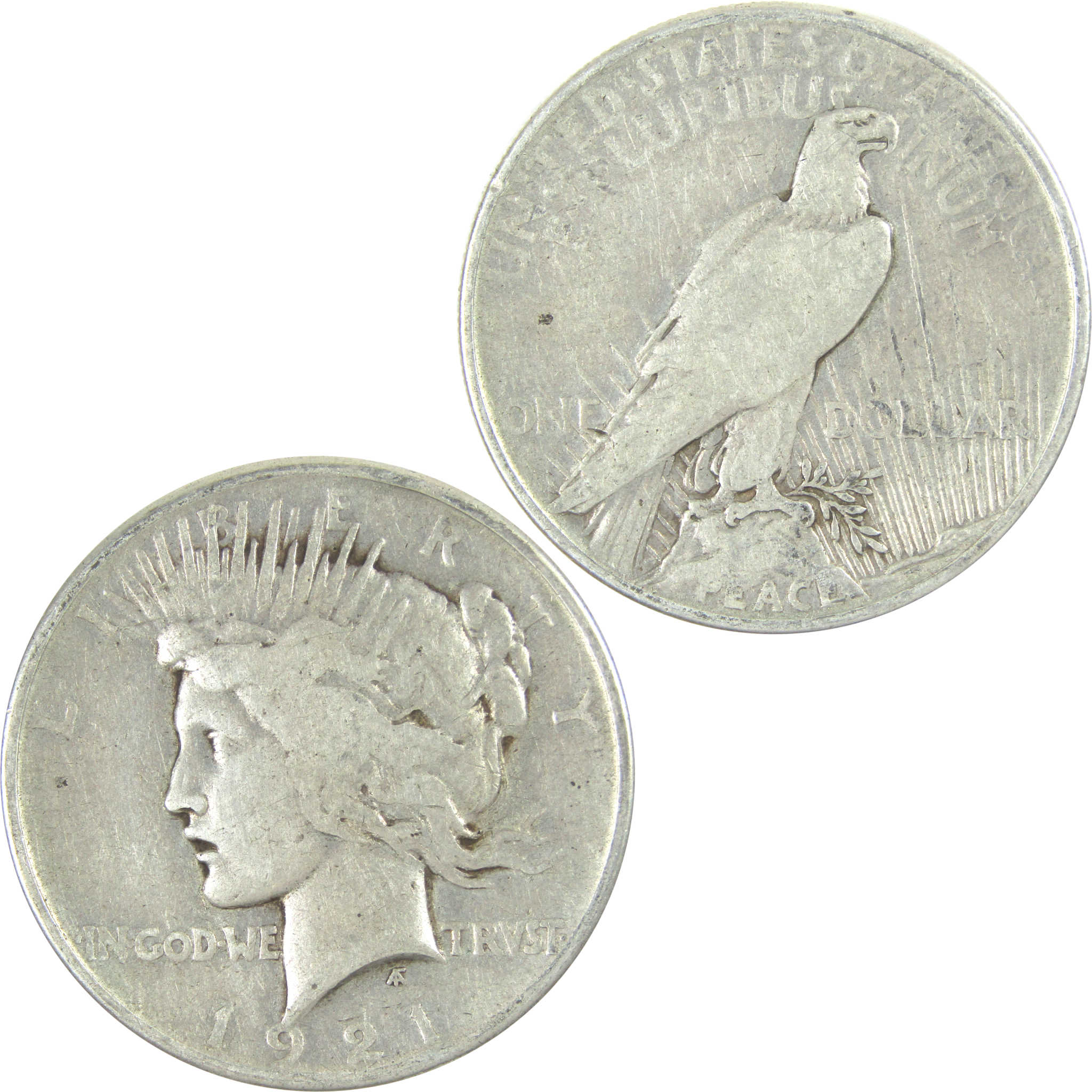 1921 High Relief Peace Dollar VG Very Good Silver $1 Coin SKU:I16510