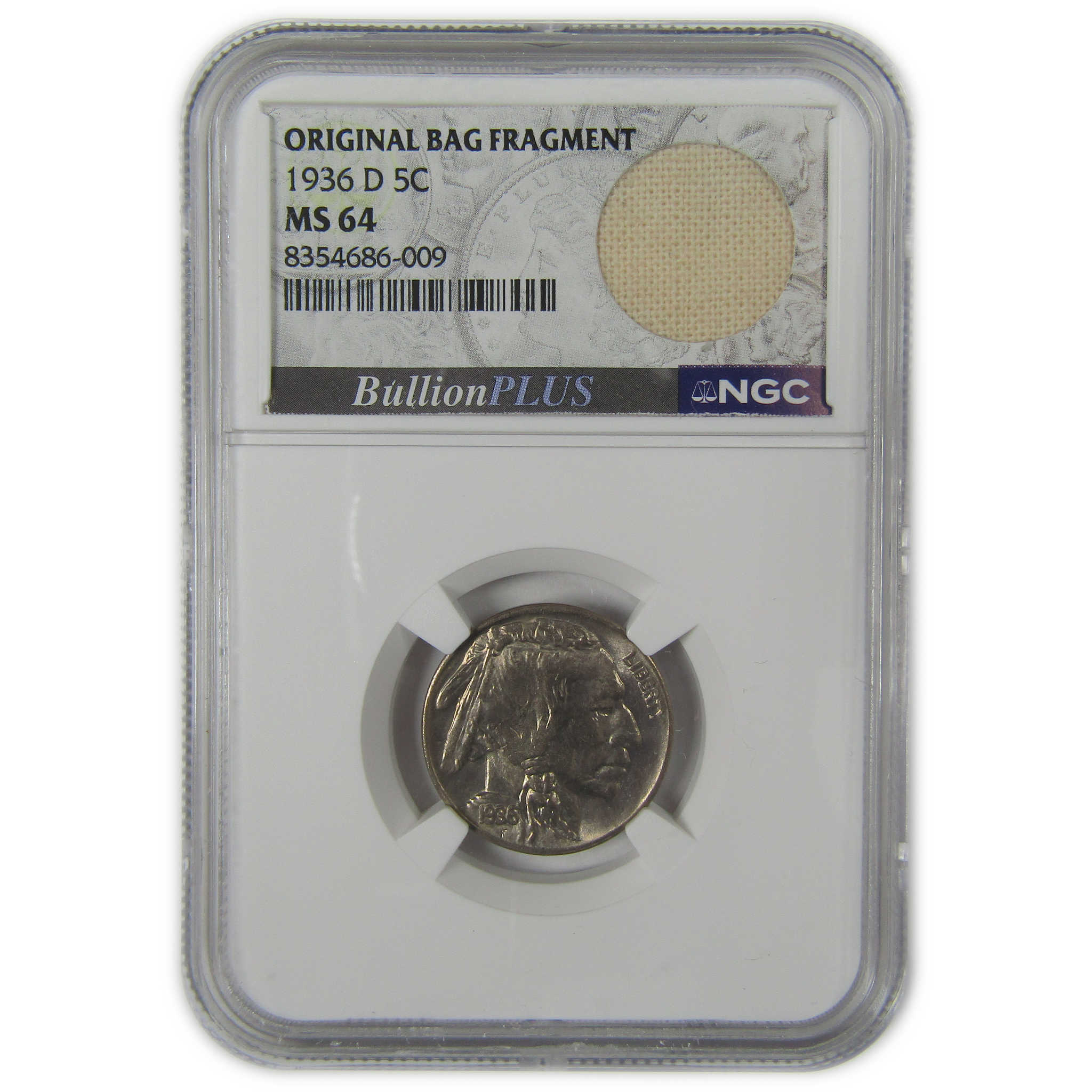 1936 D Indian Head Buffalo Nickel MS 64 NGC Bag Fragment SKU:I22648