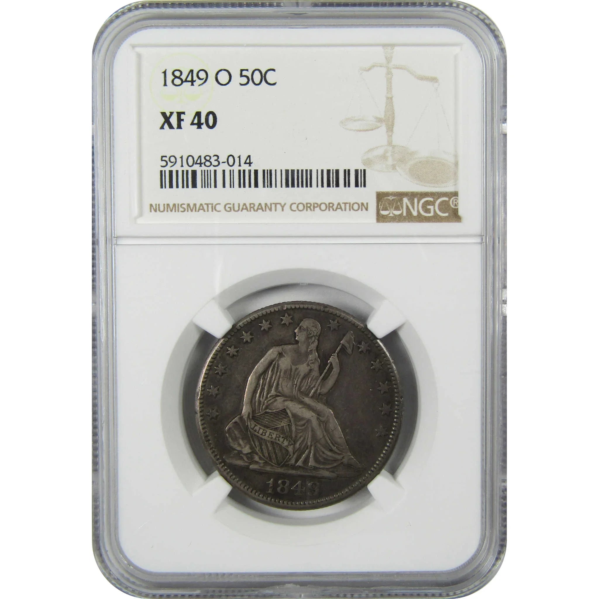 1849 O Seated Liberty Silver Half Dollar XF 40 NGC 50c Coin SKU:I25083