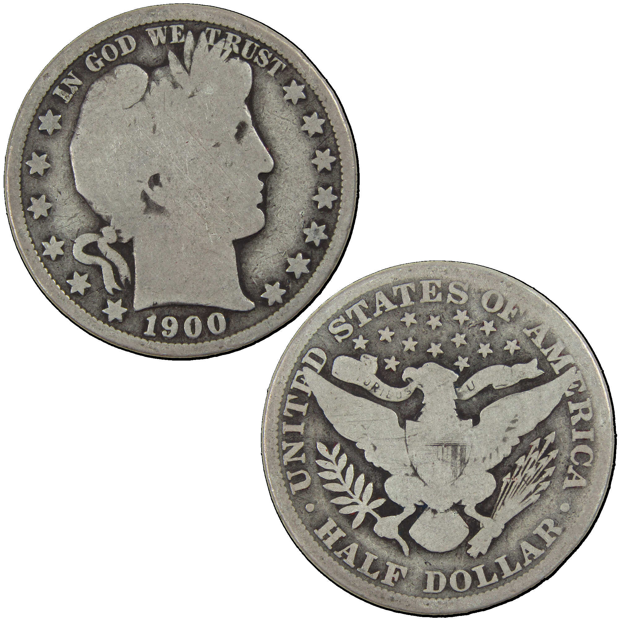 1900 Barber Half Dollar G Good Silver 50c Coin SKU:I12756