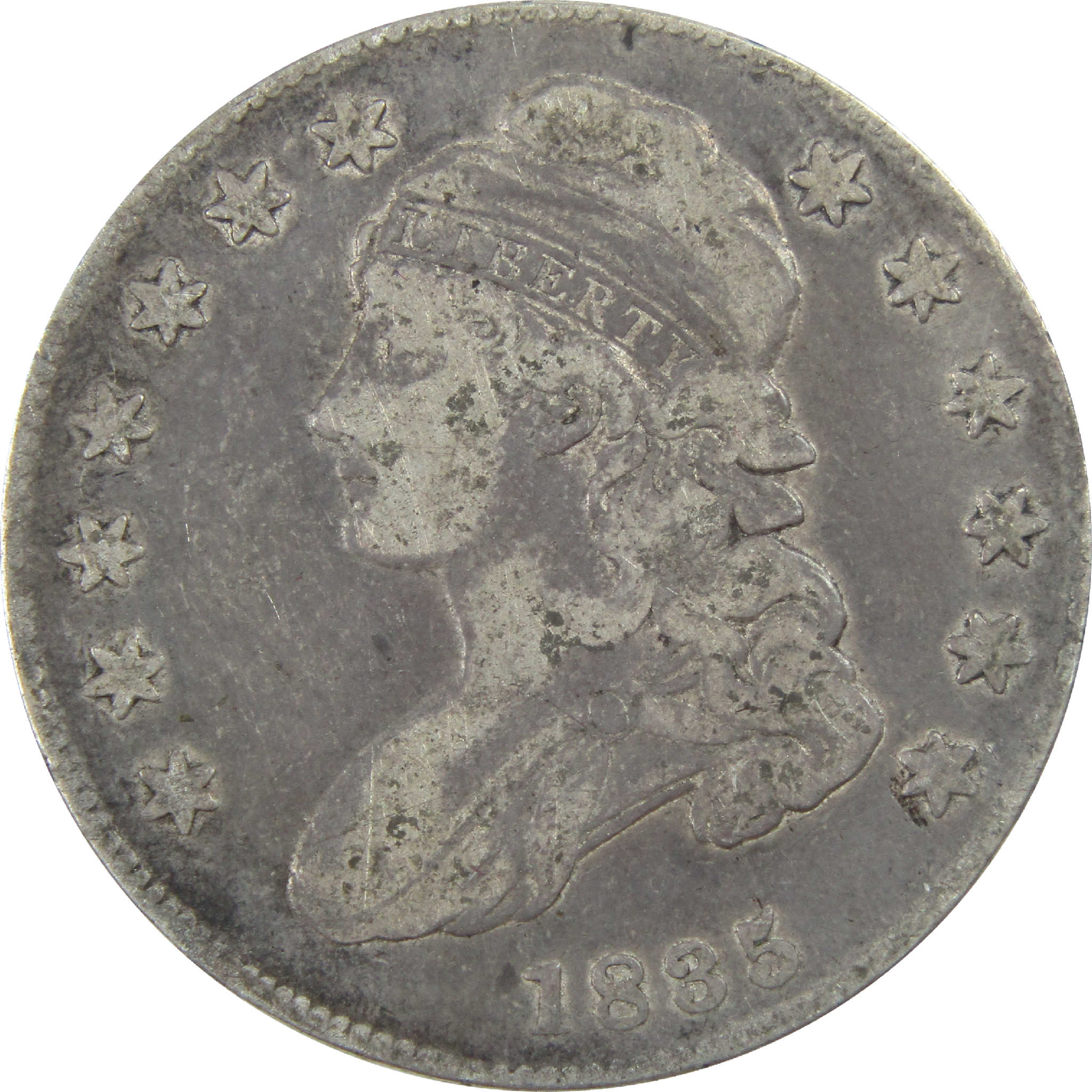 1835 Capped Bust Half Dollar F Fine Silver 50c Coin SKU:I11742
