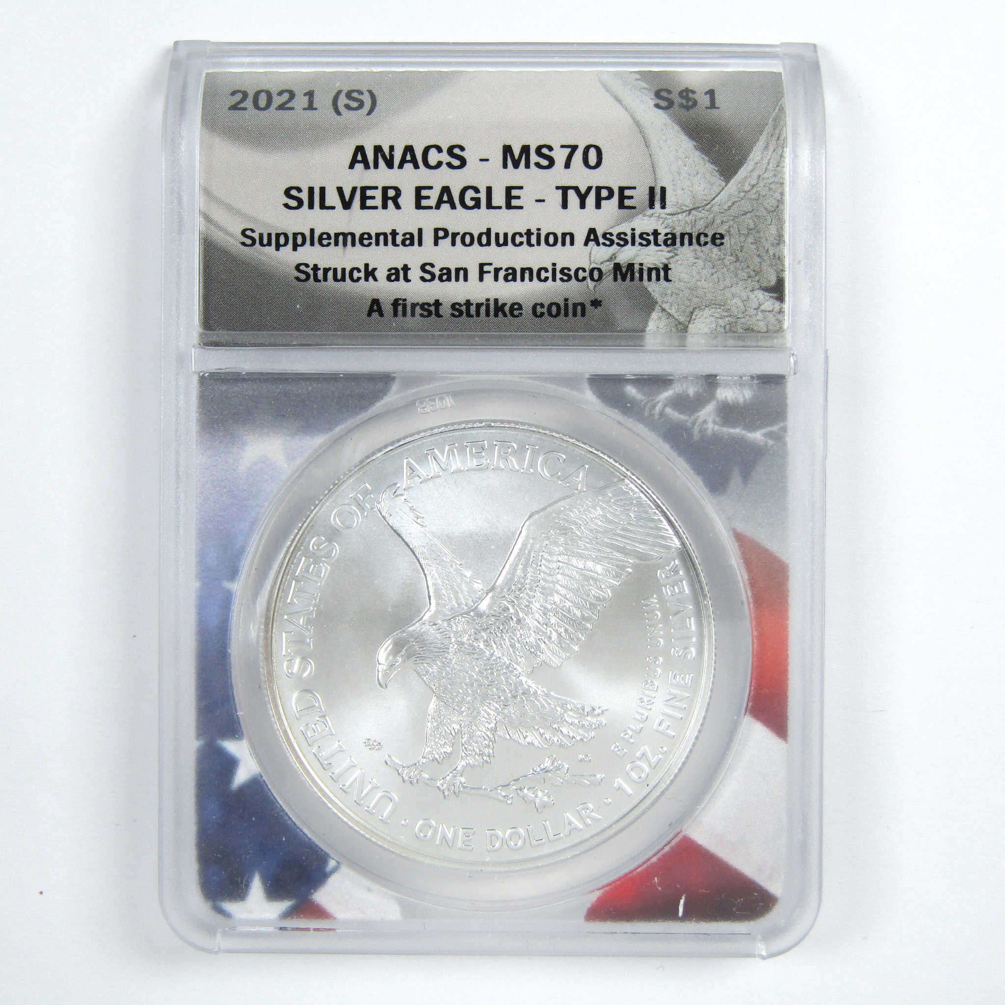 2021 (S) Type 2 American Silver Eagle MS 70 ANACS $1 SKU:CPC7824