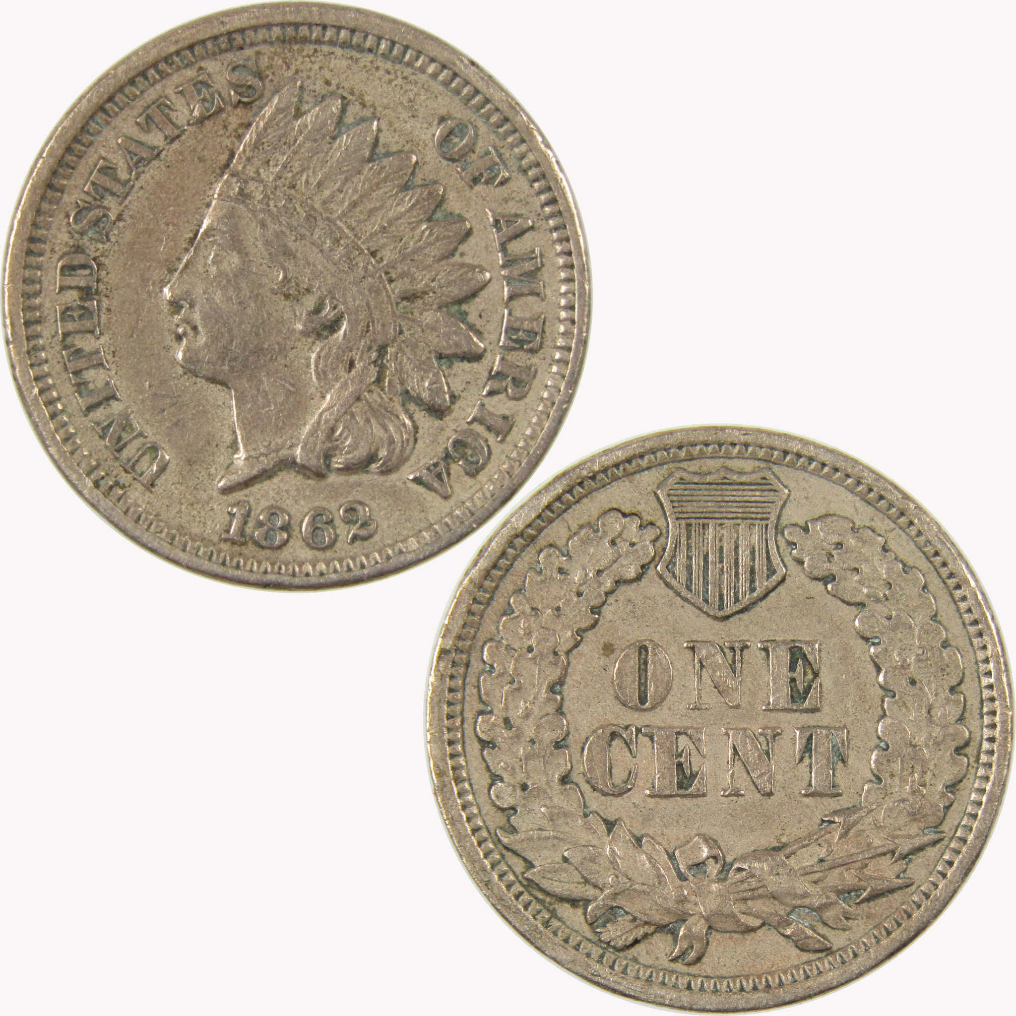 1862 Indian Head Cent XF EF Extremely Fine Details Penny SKU:CP1092