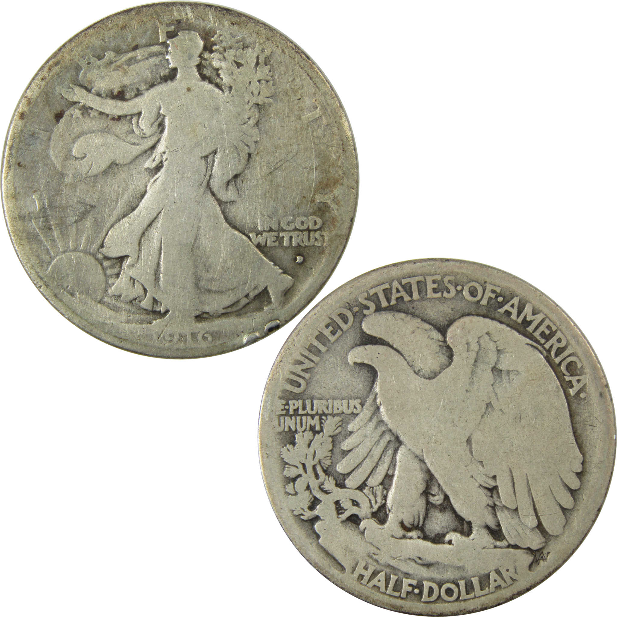 1916 D Liberty Walking Silver Half Dollar G Good Details SKU:I25752
