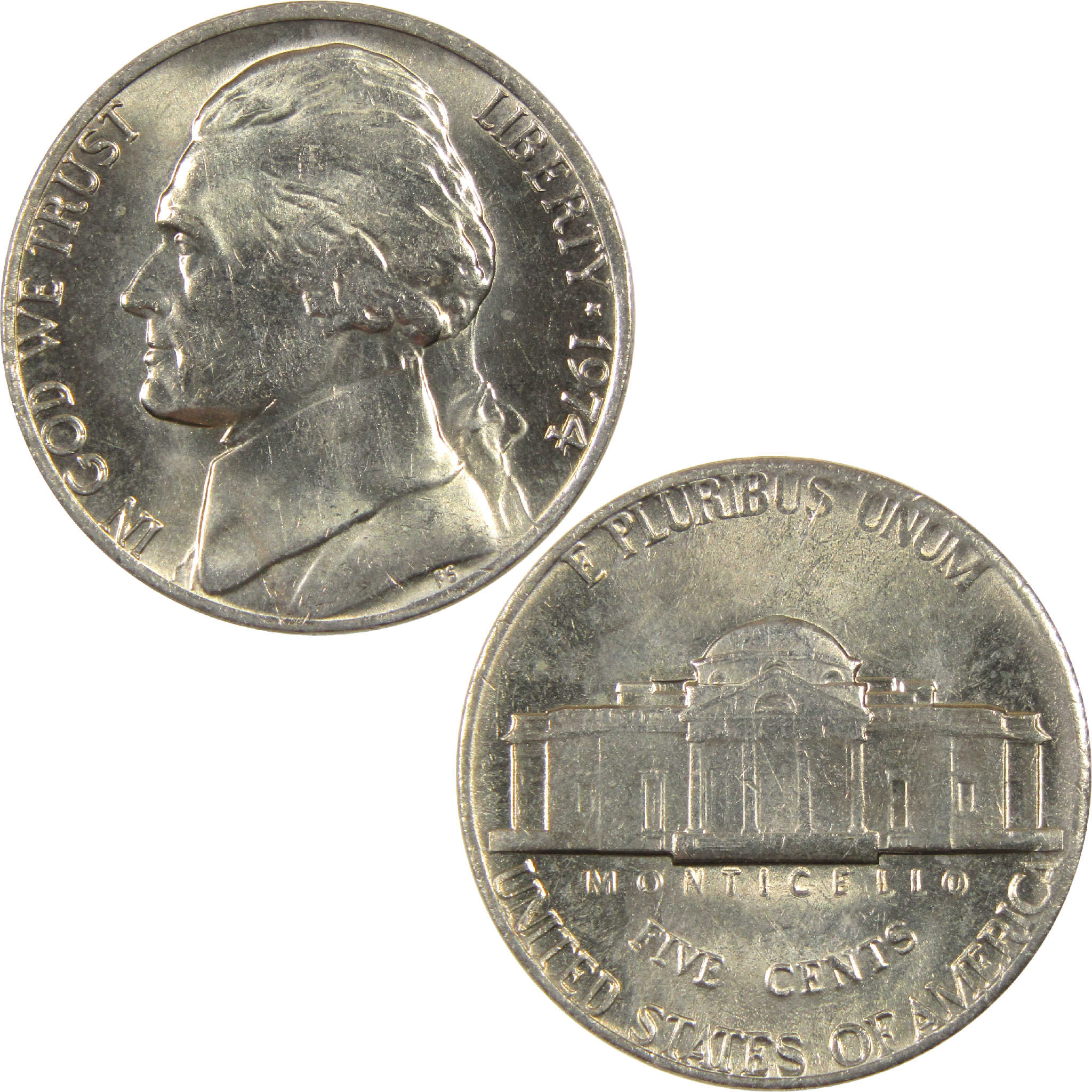 1974 Jefferson Nickel BU Uncirculated 5c Coin