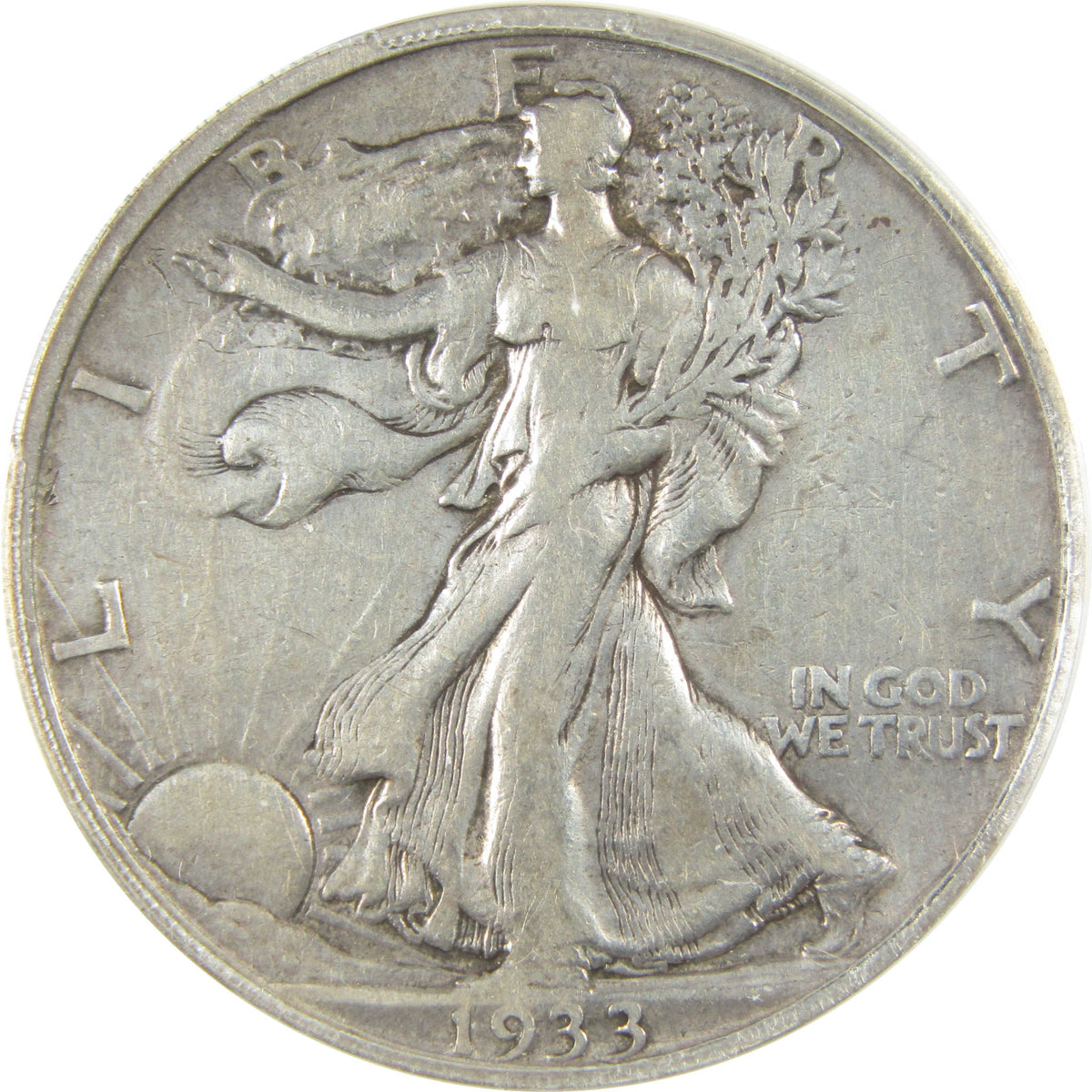 1933 S Liberty Walking Silver 50c VF 30 Details ANACS SKU:I28575